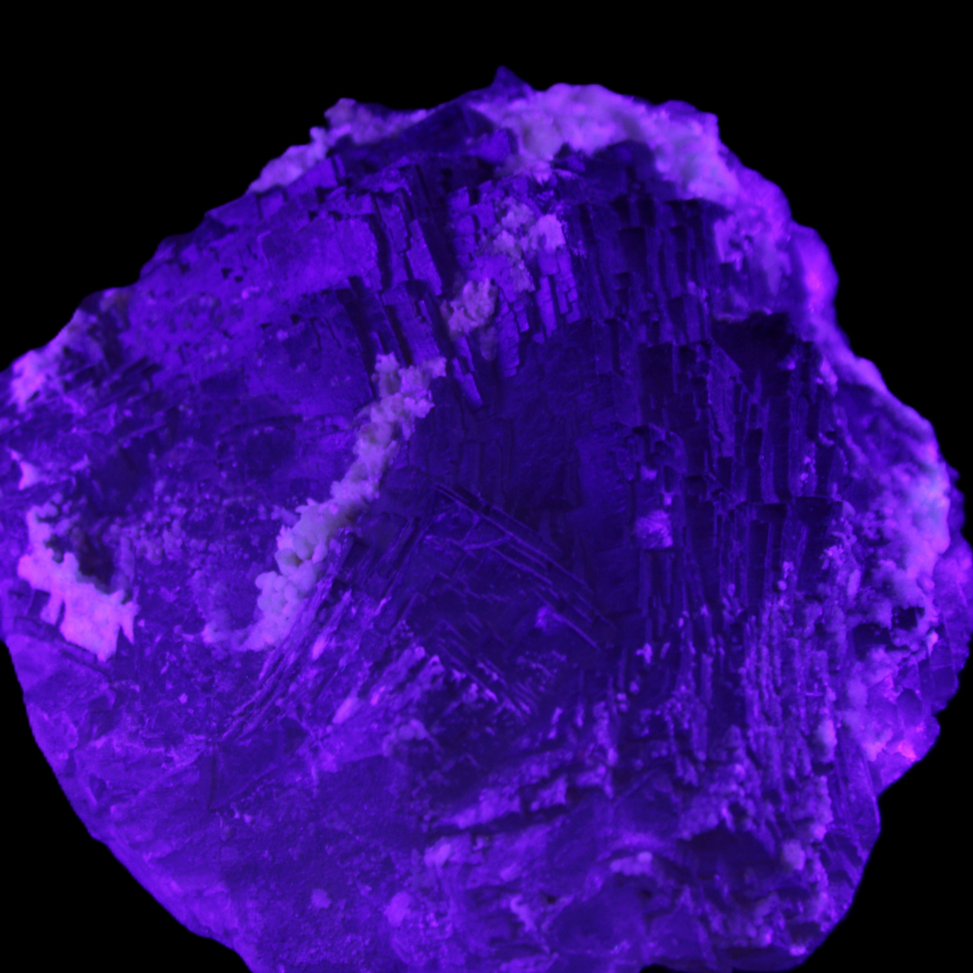 Clear and Coloured Fluorite cluster 110*100*58mm 1056g in UV light - Rocks and Things Store