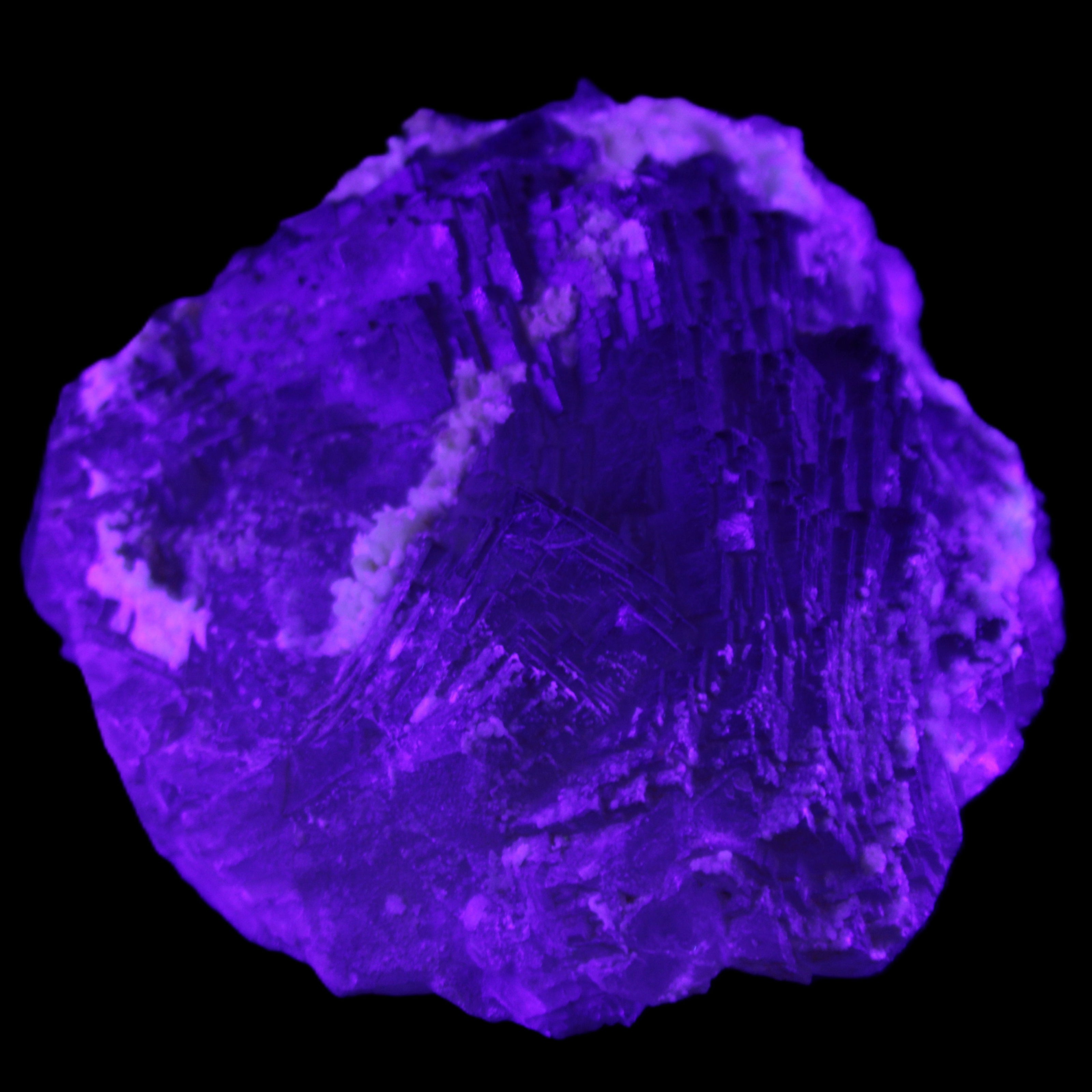 Clear and Coloured Fluorite cluster 110*100*58mm 1056g in UV light - Rocks and Things Store
