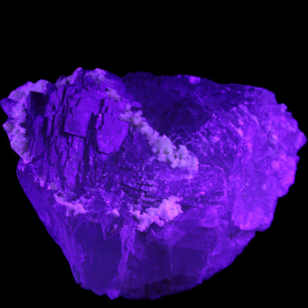 Clear and Coloured Fluorite cluster 110*100*58mm 1056g in UV light - Rocks and Things Store