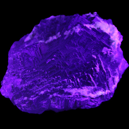 Clear and Coloured Fluorite cluster 110*100*58mm 1056g in UV light - Rocks and Things Store