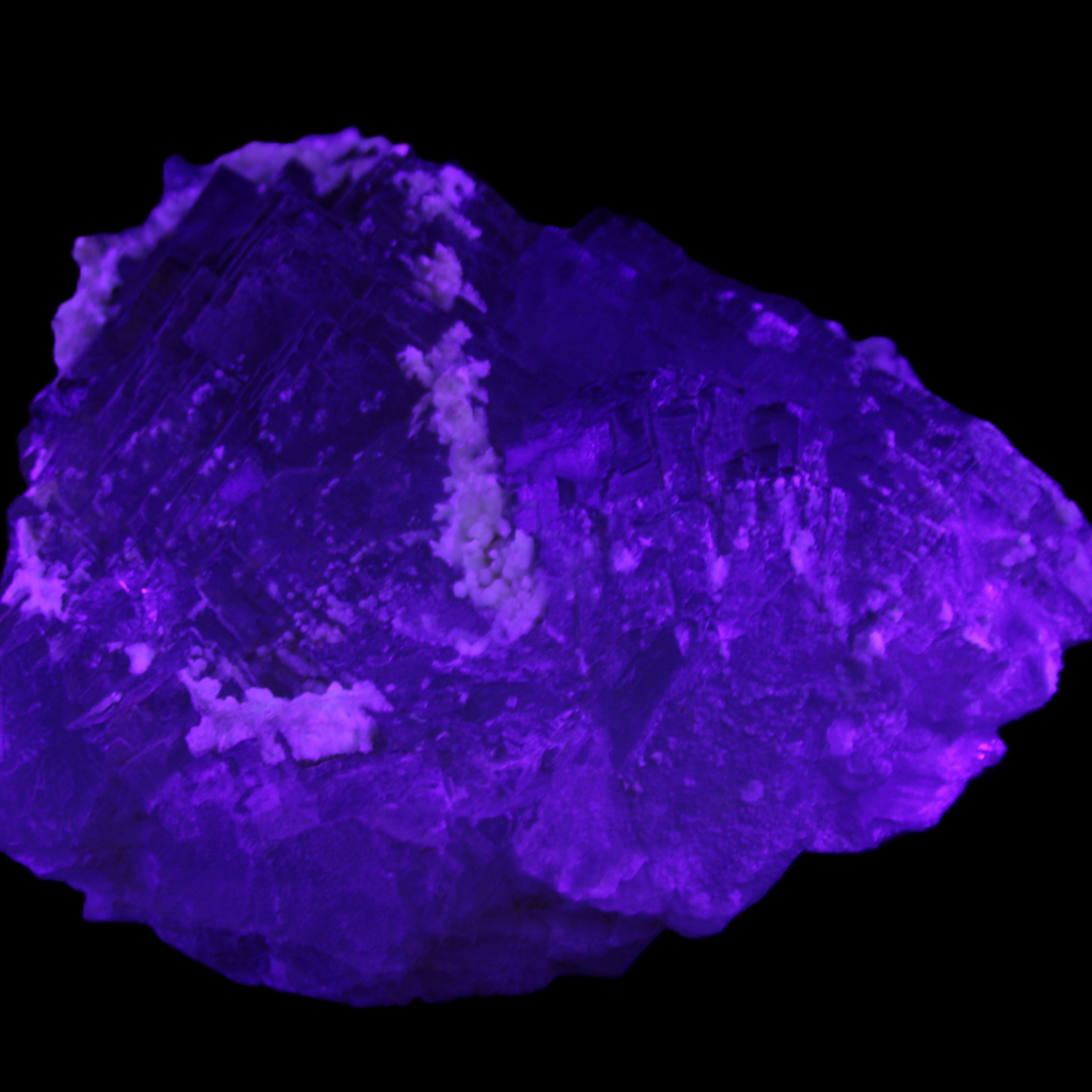 Clear and Coloured Fluorite cluster 110*100*58mm 1056g in UV light - Rocks and Things Store