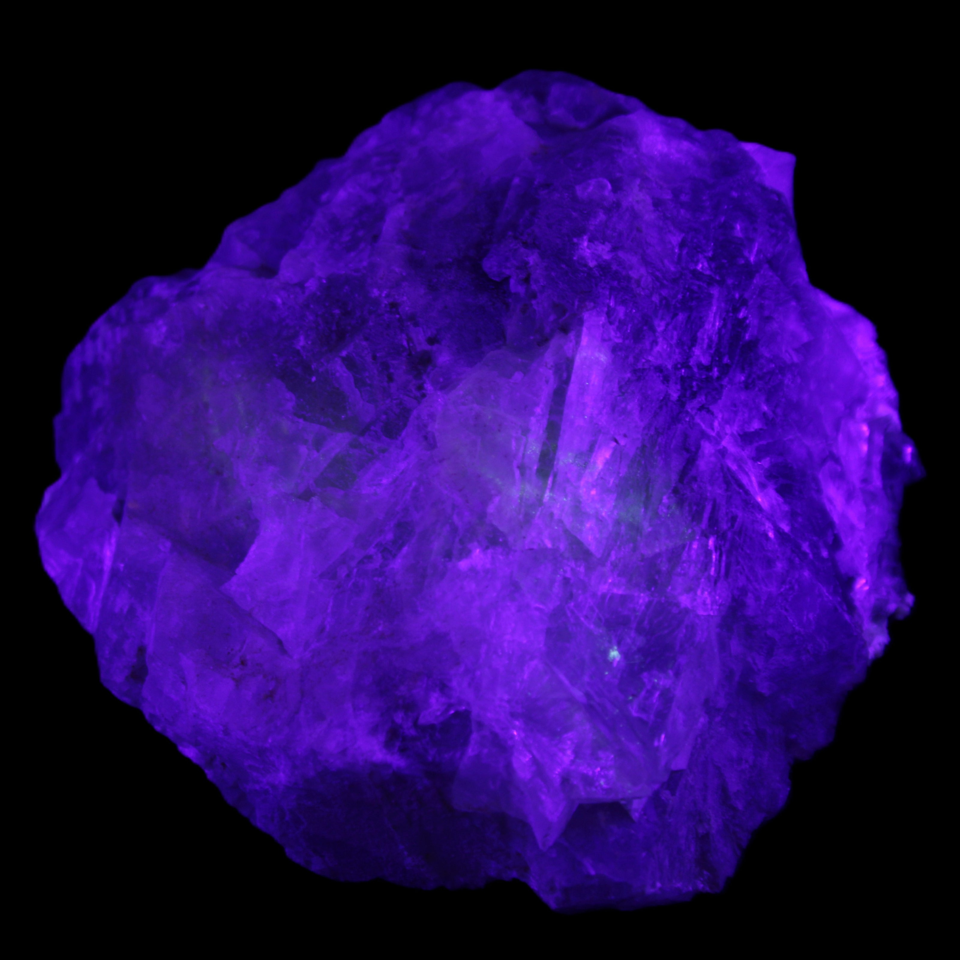 Clear and Coloured Fluorite cluster 110*100*58mm 1056g in UV light - Rocks and Things Store