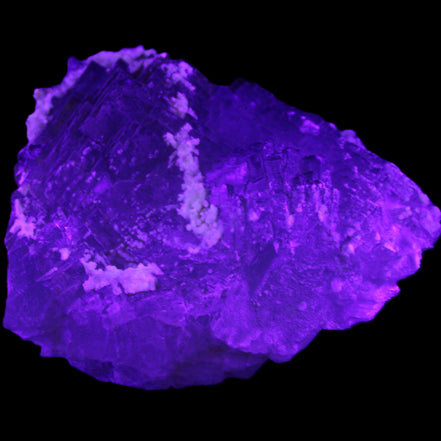 Clear and Coloured Fluorite cluster 110*100*58mm 1056g in UV light - Rocks and Things Store
