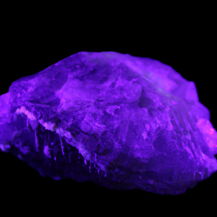 Clear and Coloured Fluorite cluster 110*100*58mm 1056g in UV light - Rocks and Things Store
