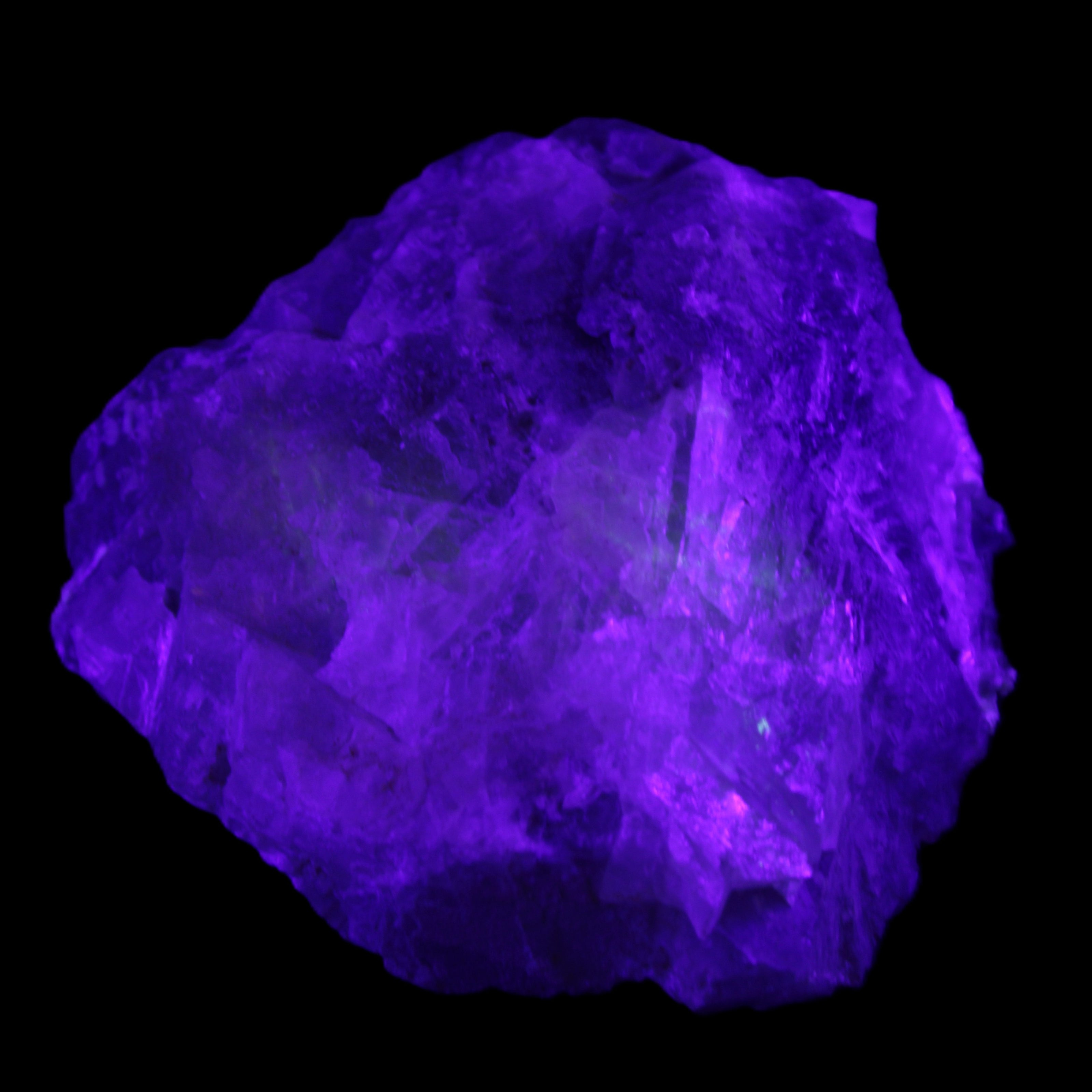 Clear and Coloured Fluorite cluster 110*100*58mm 1056g in UV light - Rocks and Things Store