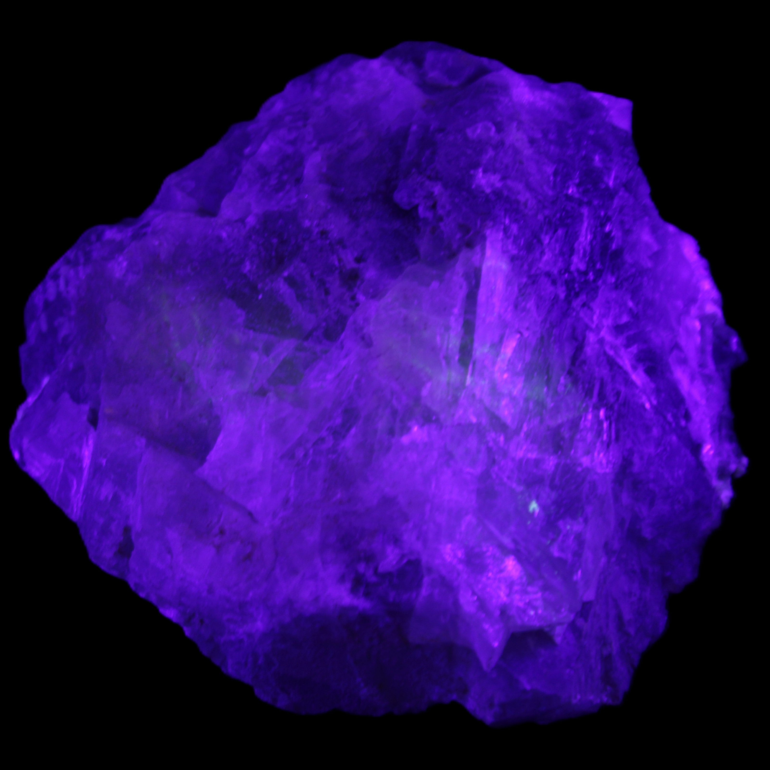 Clear and Coloured Fluorite cluster 110*100*58mm 1056g in UV light - Rocks and Things Store