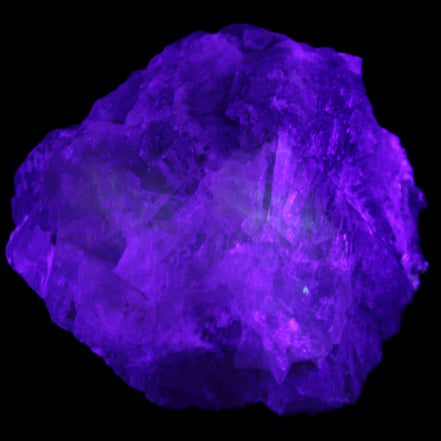 Clear and Coloured Fluorite cluster 110*100*58mm 1056g in UV light - Rocks and Things Store