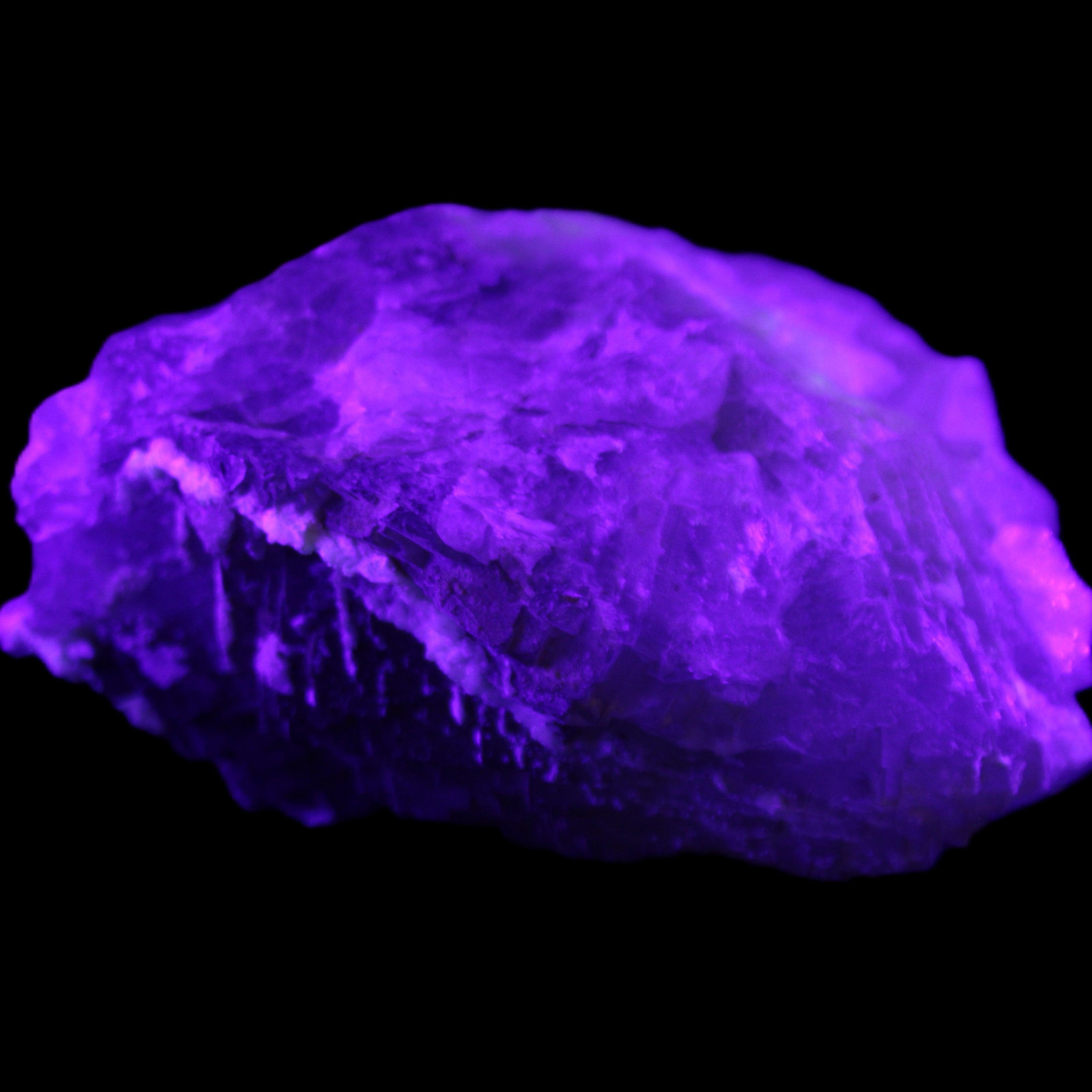 Clear and Coloured Fluorite cluster 110*100*58mm 1056g in UV light - Rocks and Things Store