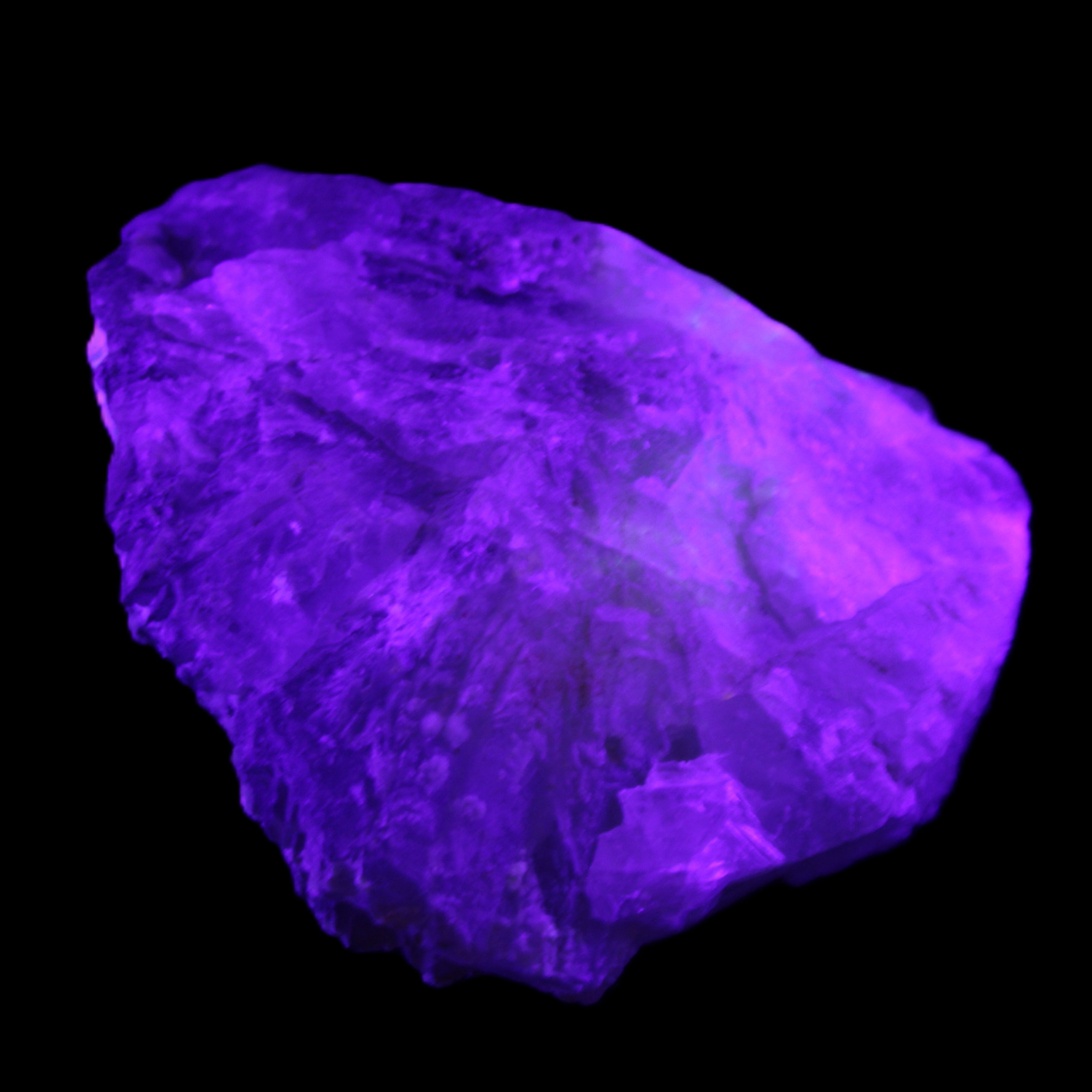 Clear and Coloured Fluorite cluster 110*100*58mm 1056g in UV light - Rocks and Things Store