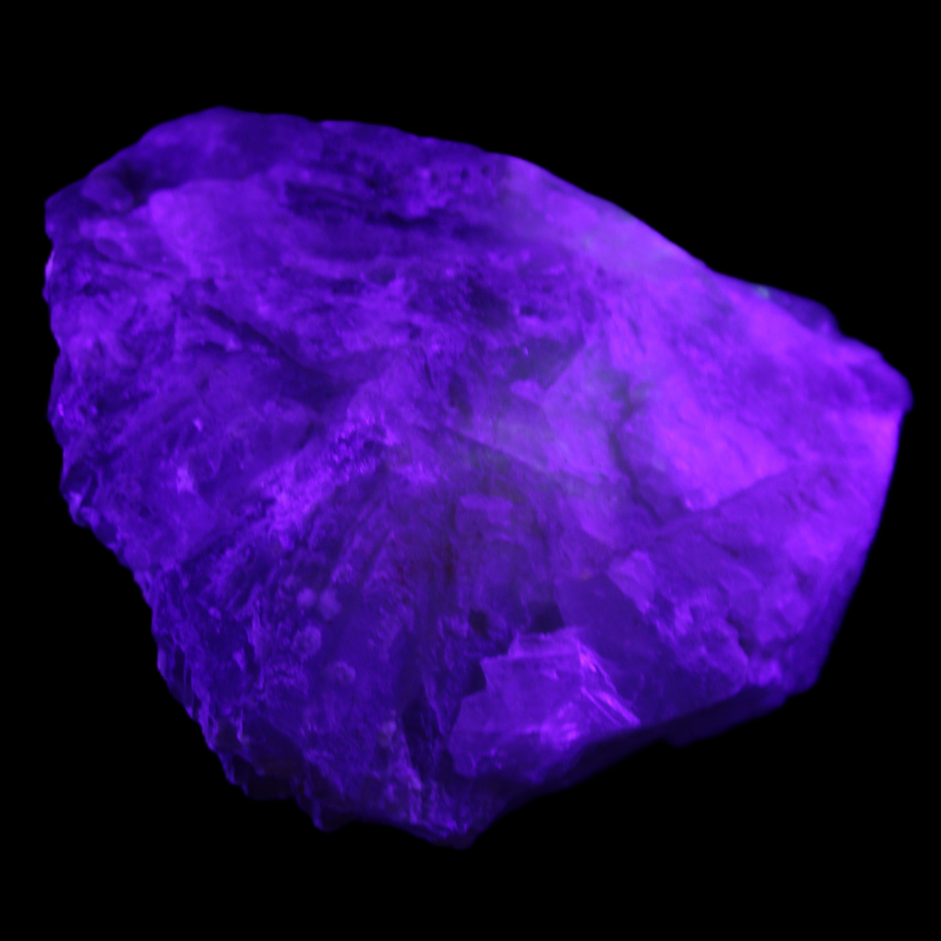 Clear and Coloured Fluorite cluster 110*100*58mm 1056g in UV light - Rocks and Things Store