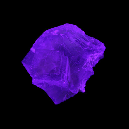 Clear Fluorite cubic cluster 45*40*40mm 102g in UV light - Rocks and Things Store