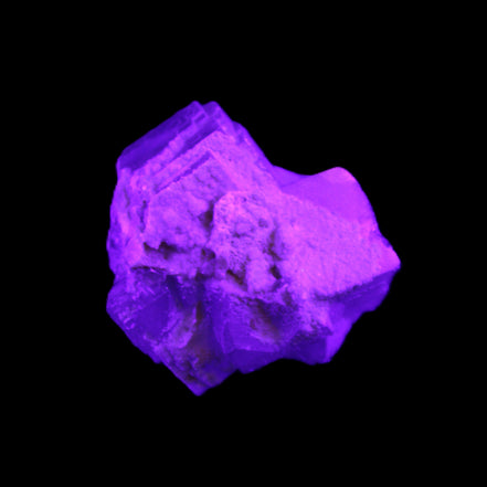 Clear Fluorite cubic cluster 45*40*40mm 102g in UV light - Rocks and Things Store