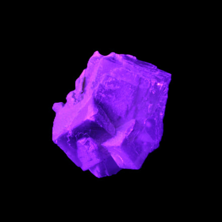 Clear Fluorite cubic cluster 45*40*40mm 102g in UV light - Rocks and Things Store