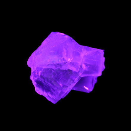 Clear Fluorite cubic cluster 45*40*40mm 102g in UV light - Rocks and Things Store