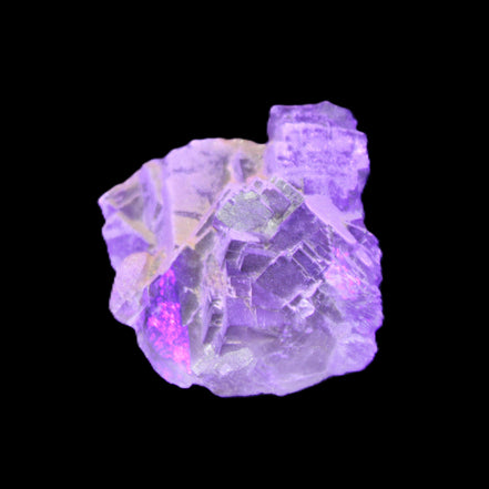 Clear Fluorite cubic cluster 62*60*28mm 104g in UV and flashlight - Rocks and Things Store