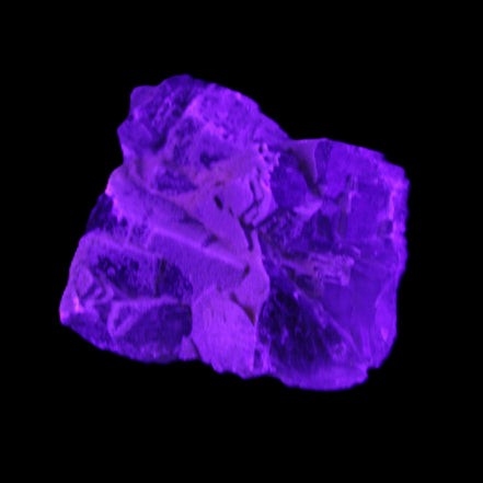 Clear Fluorite cubic cluster 62*60*28mm 104g in UV light - Rocks and Things Store