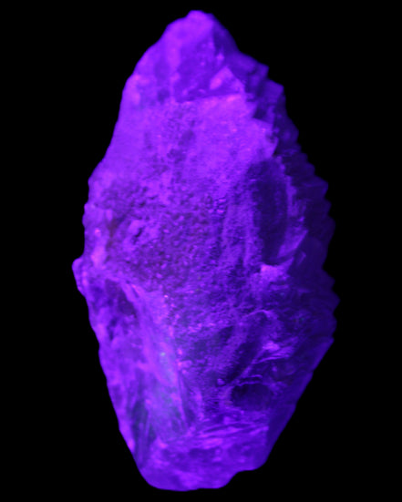 Clear Blue Fluorite cluster 105*55*50mm 487g in UV light - Rocks and Things Store