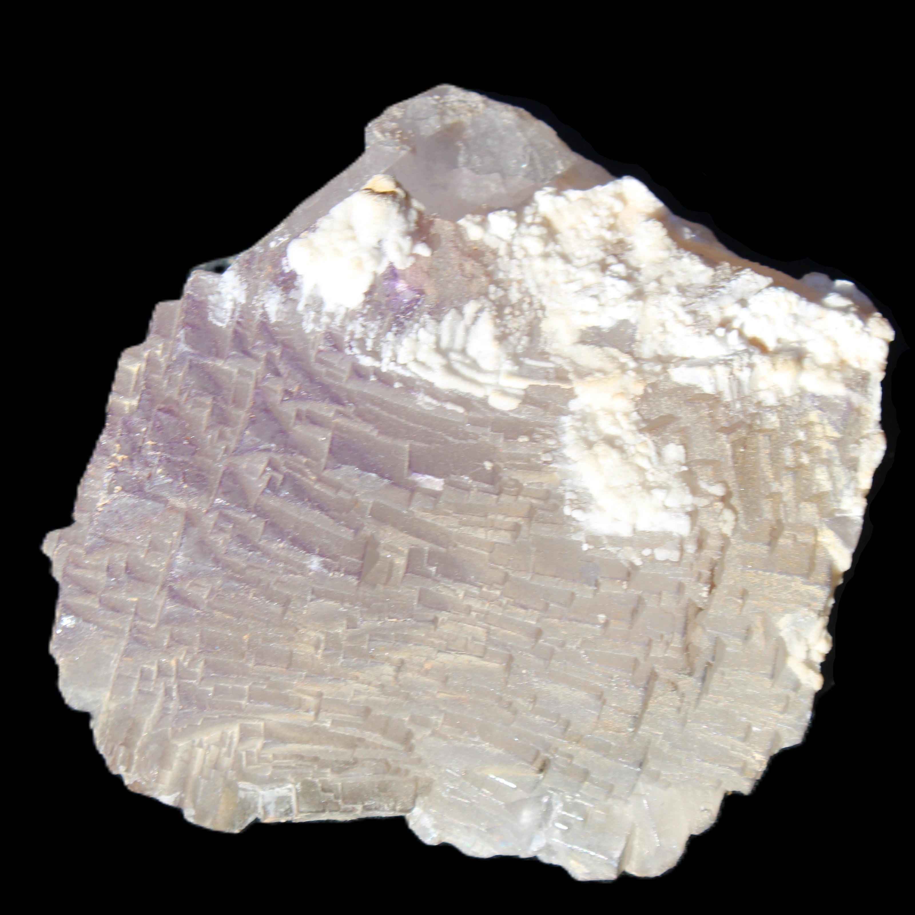 Clear Fluorite stepped cluster 90*80*52mm 523g in sunlight - Rocks and Things Store