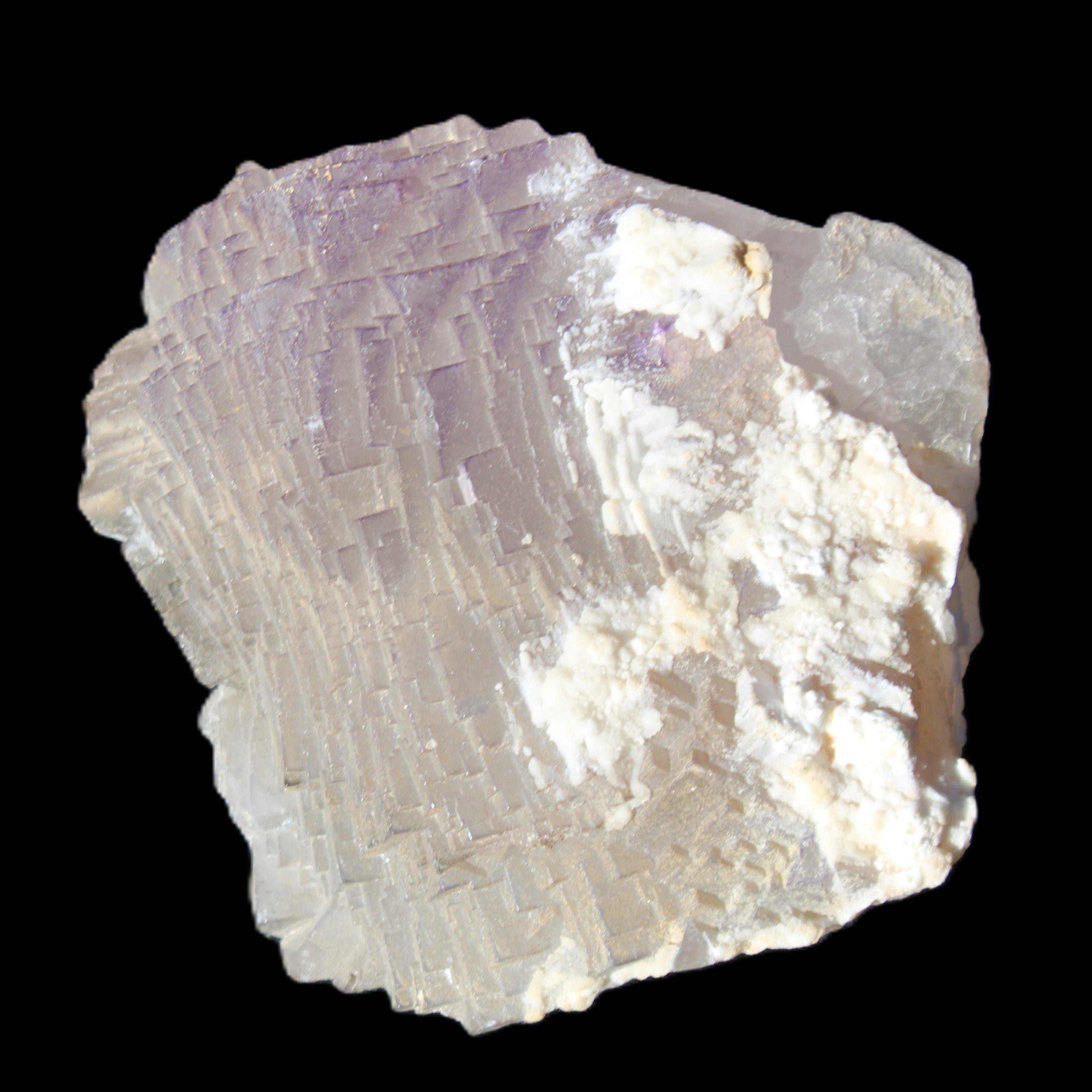 Clear Fluorite stepped cluster 90*80*52mm 523g in sunlight - Rocks and Things Store