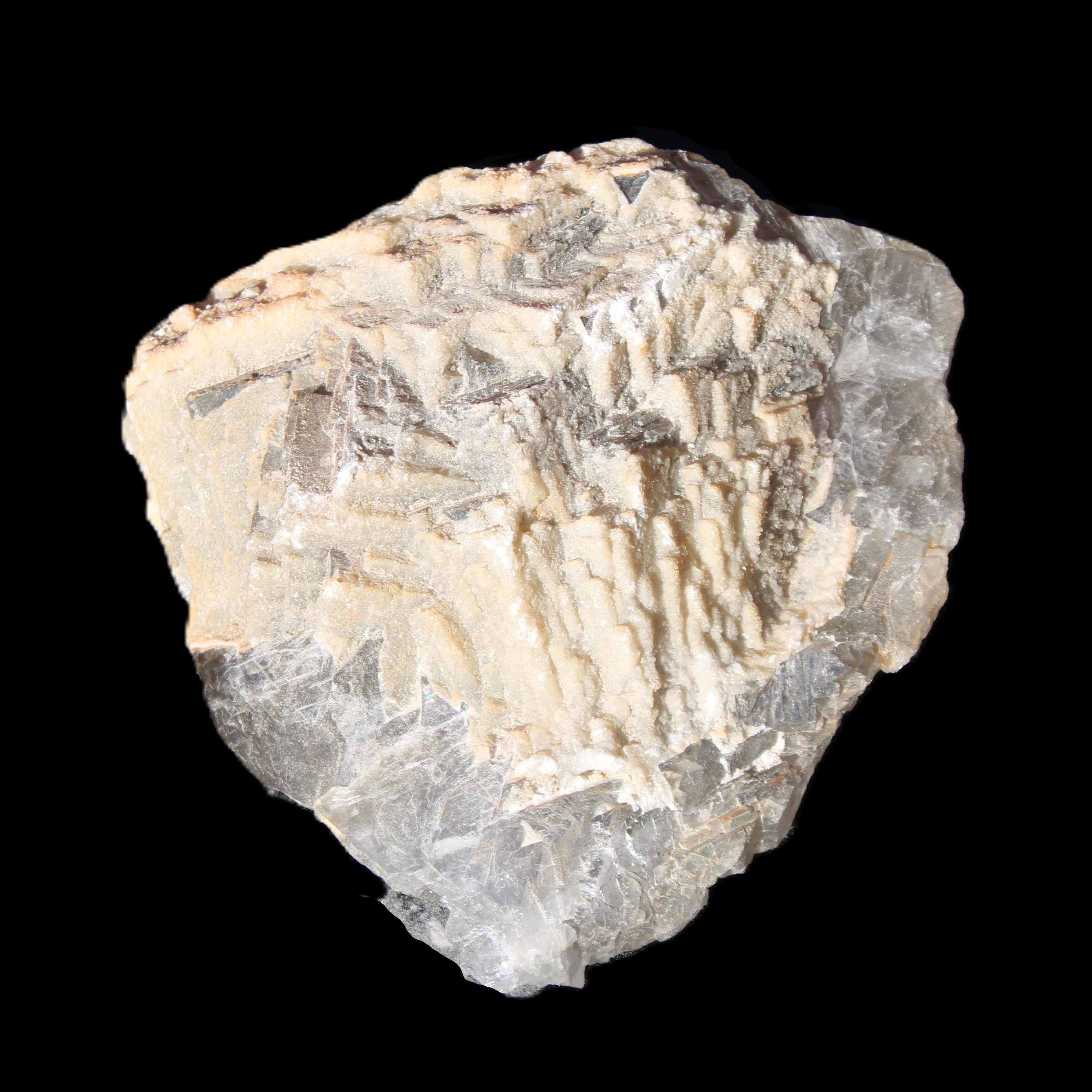 White frosted clear Fluorite 115*110*50mm 943g in sunlight - Rocks and Things Store