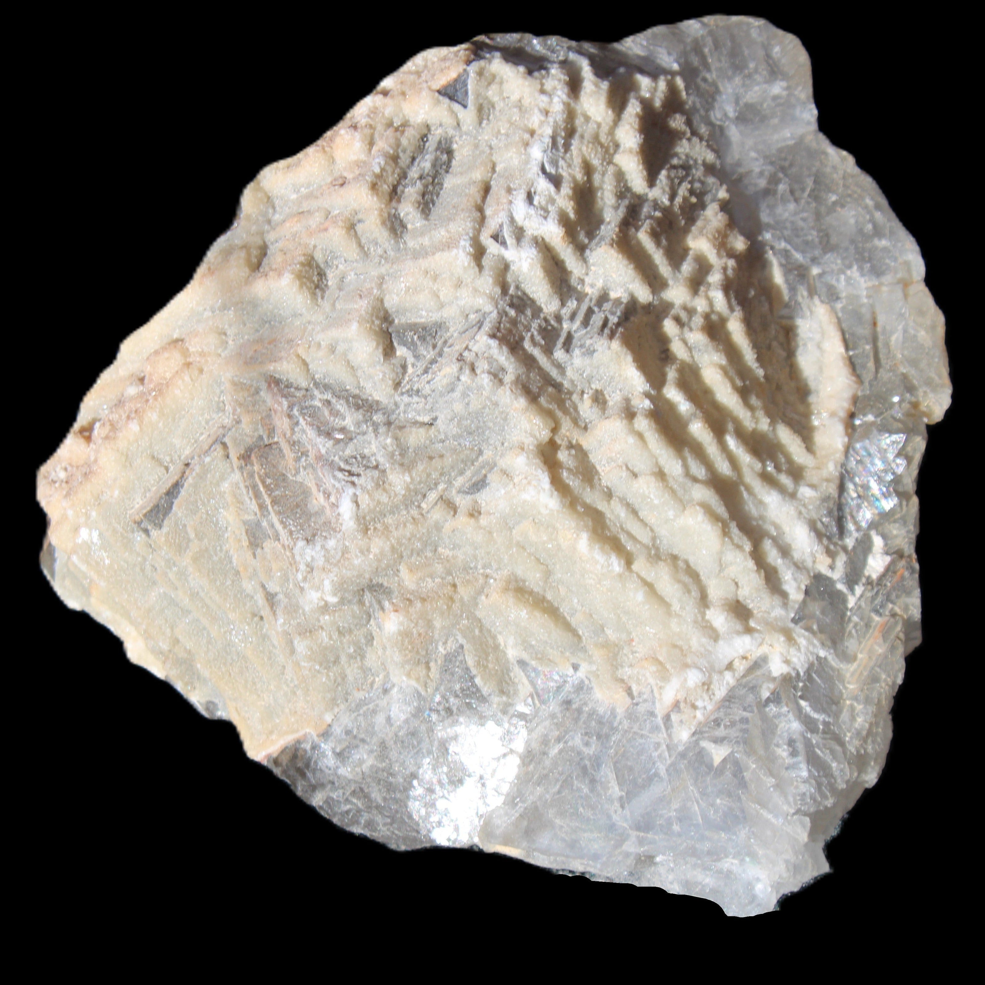 White frosted clear Fluorite 115*110*50mm 943g in sunlight - Rocks and Things Store