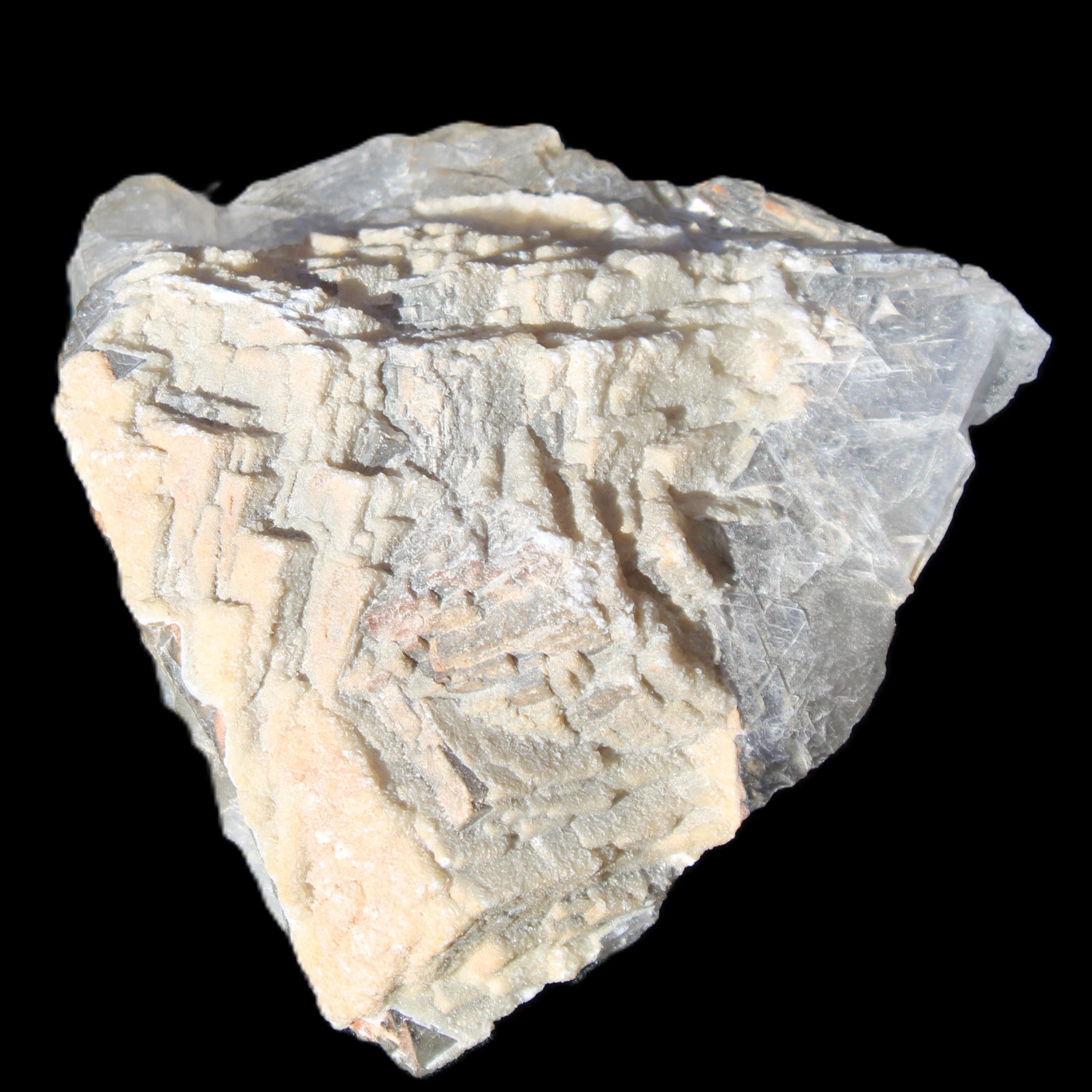 White frosted clear Fluorite 115*110*50mm 943g in sunlight - Rocks and Things Store