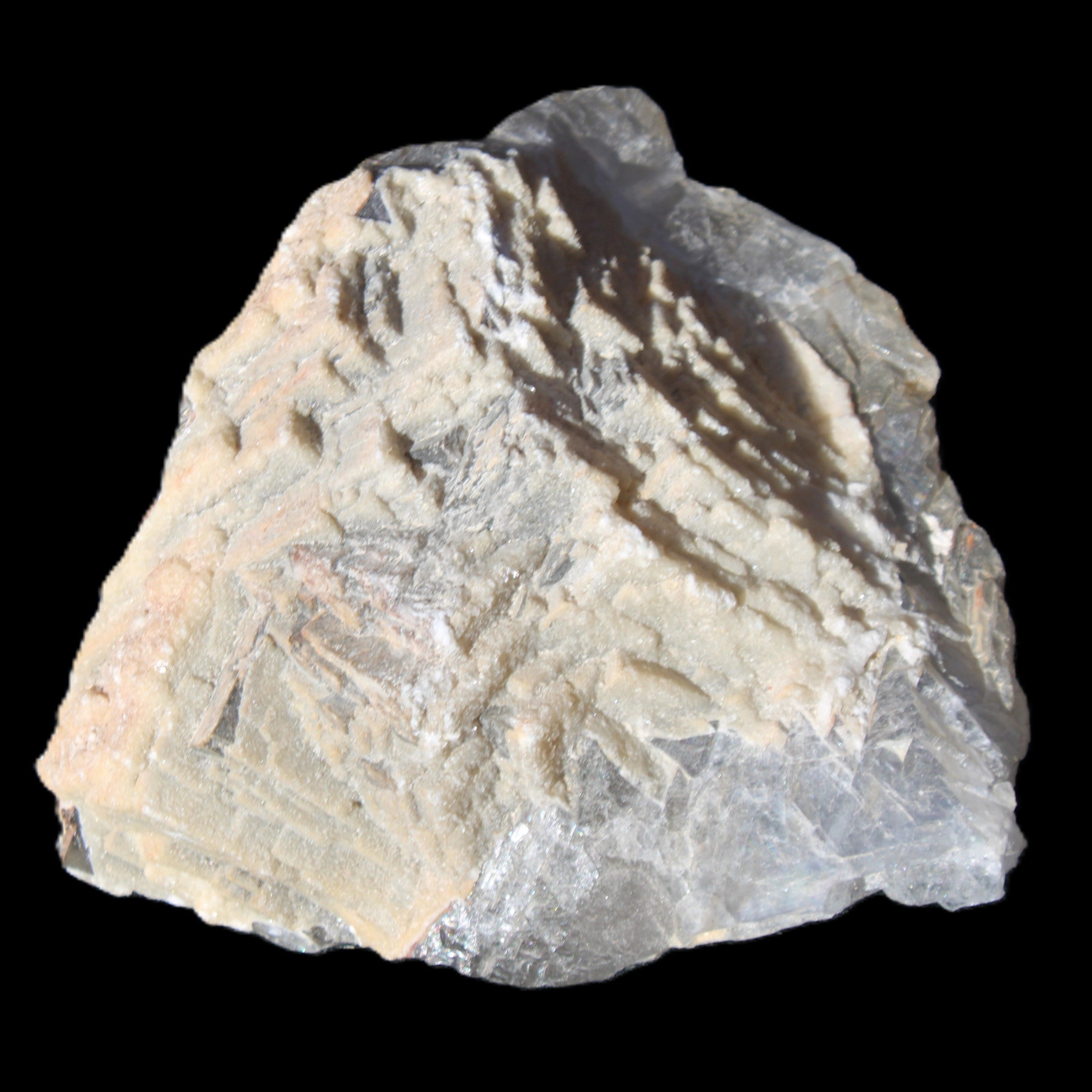 White frosted clear Fluorite 115*110*50mm 943g in sunlight - Rocks and Things Store
