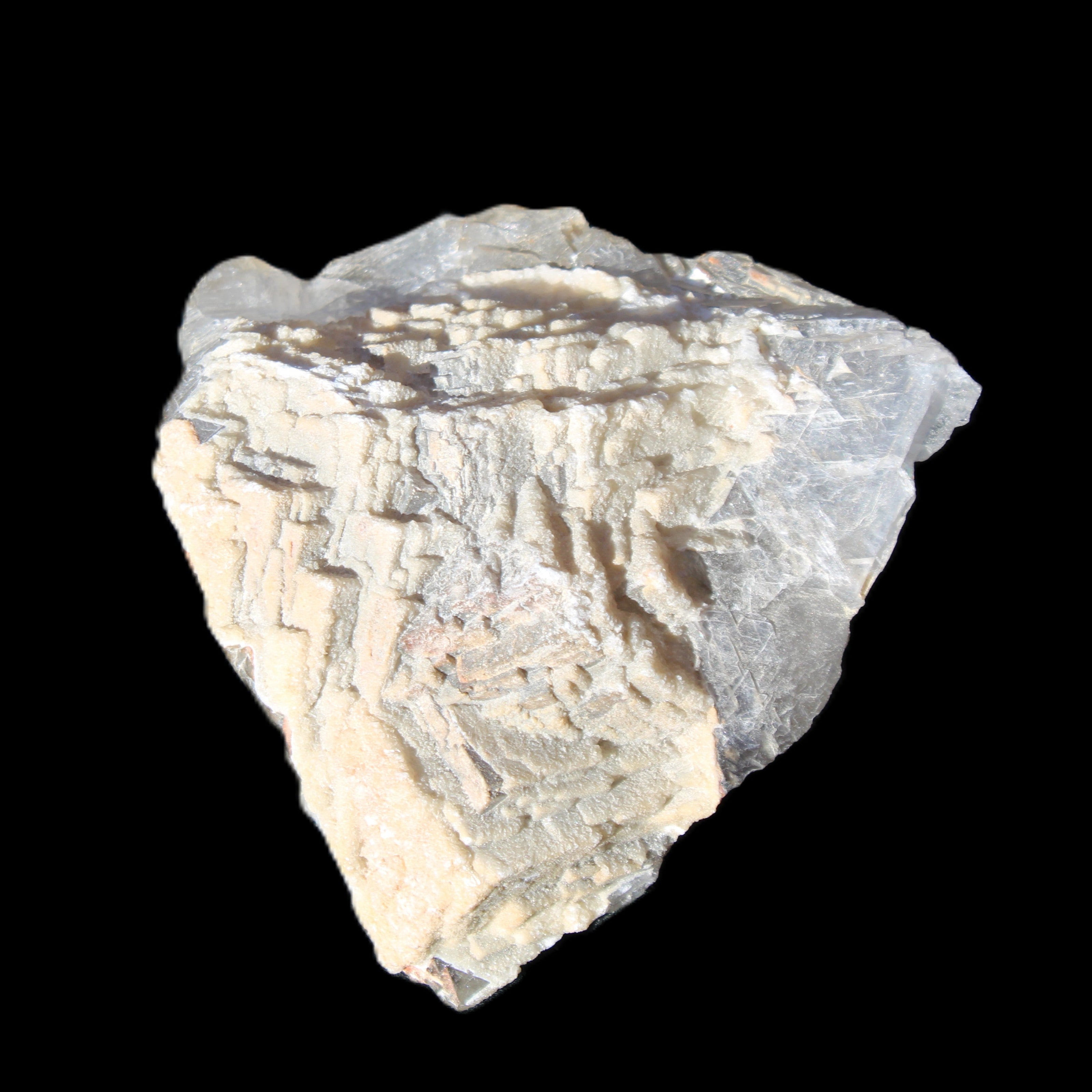 White frosted clear Fluorite 115*110*50mm 943g in sunlight - Rocks and Things Store