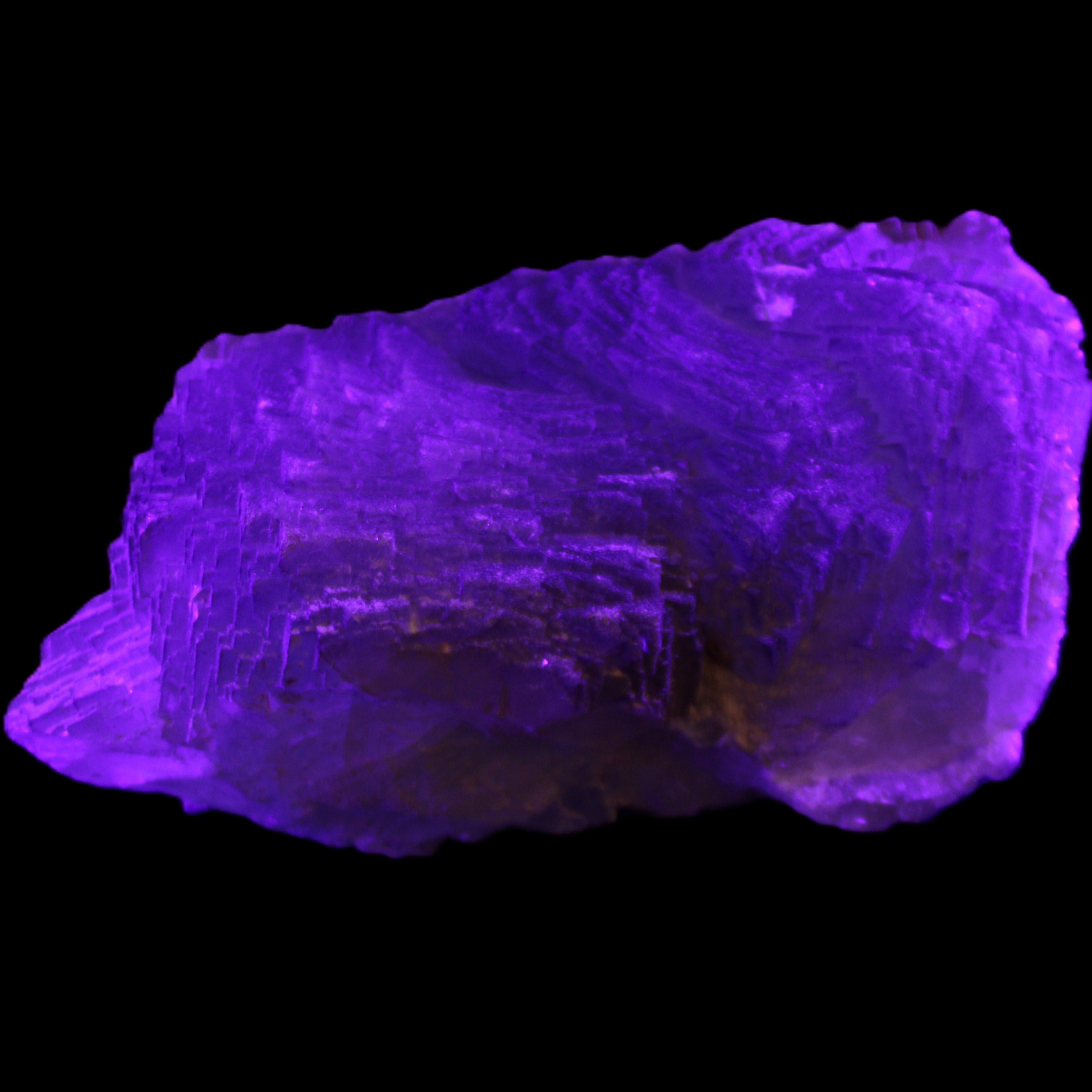 Big Clear Fluorite slab cluster 180*100*70mm 2166g in UV light - Rocks and Things Store