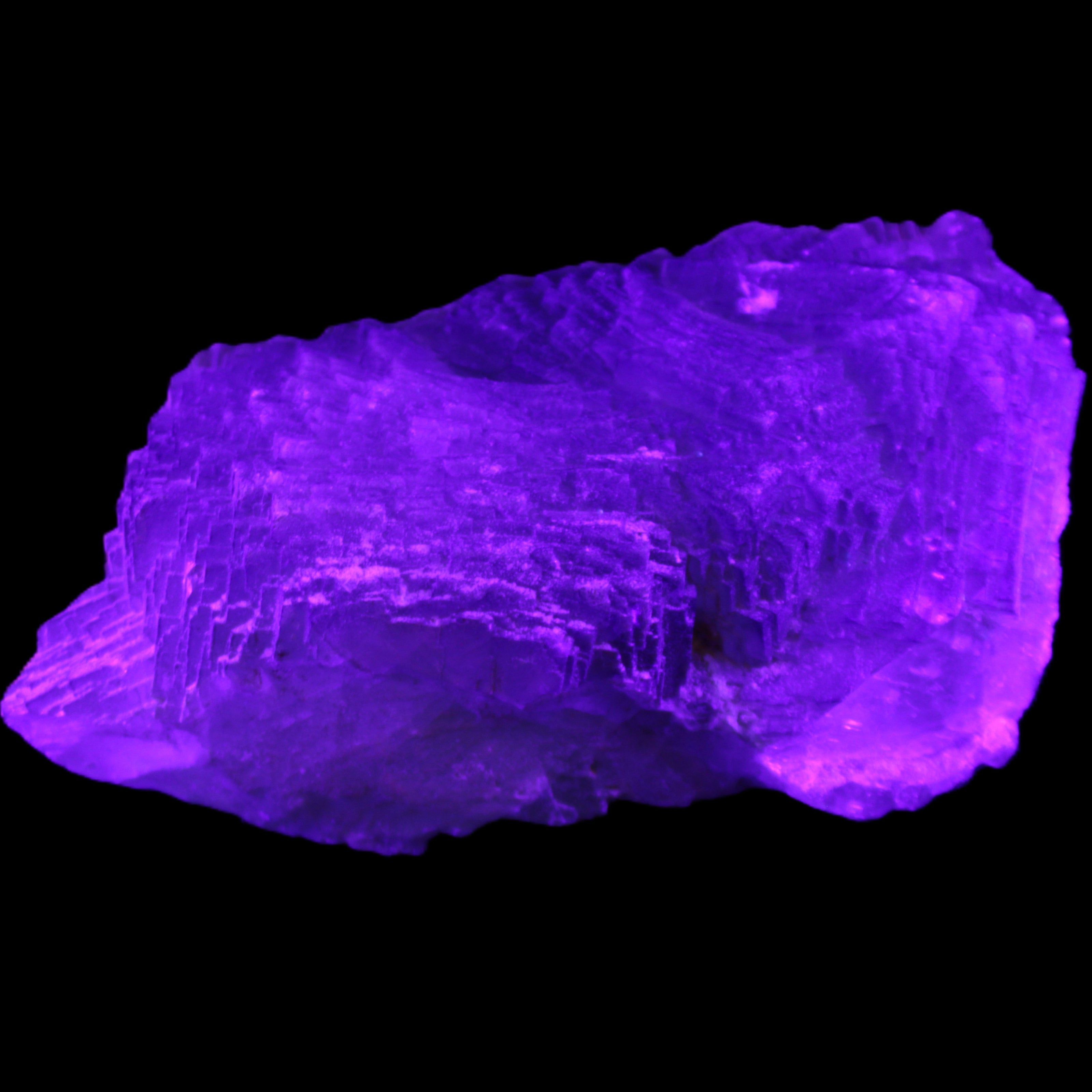 Big Clear Fluorite slab cluster 180*100*70mm 2166g in UV light - Rocks and Things Store