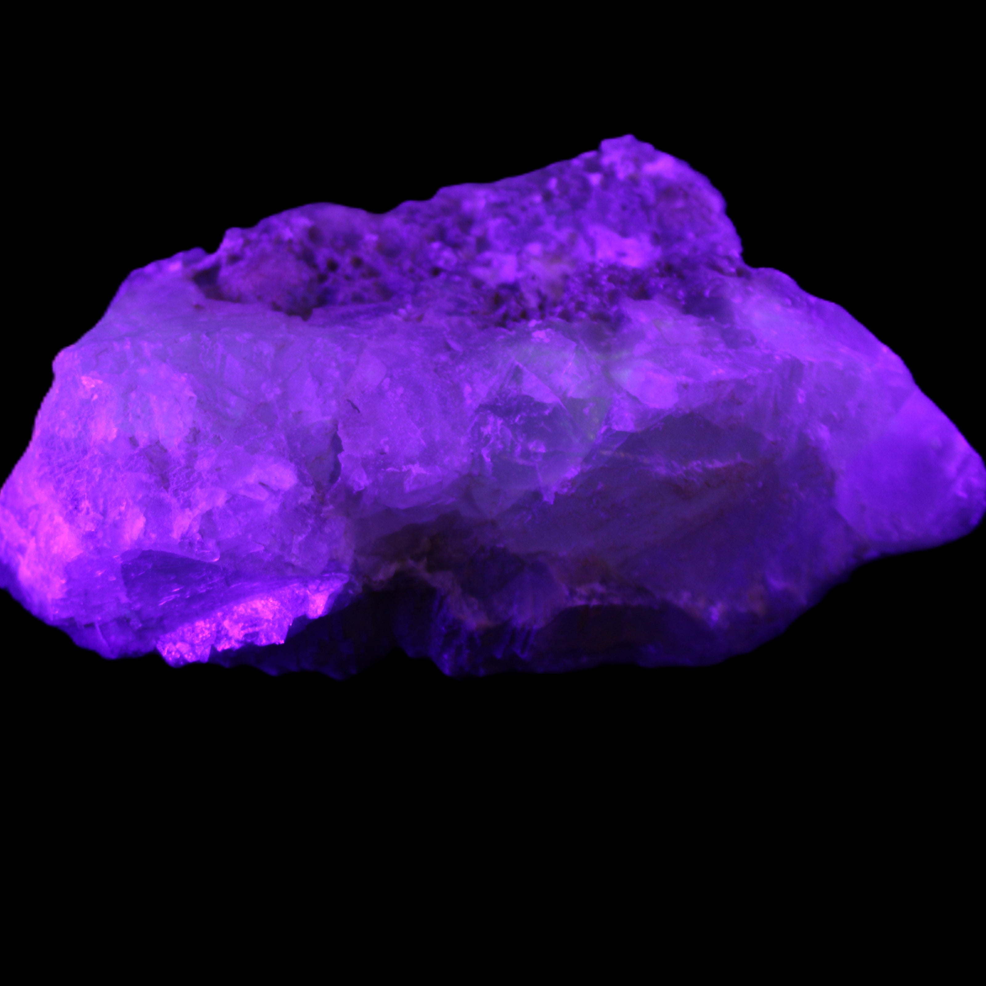 Big Clear Fluorite slab cluster 180*100*70mm 2166g in UV light - Rocks and Things Store