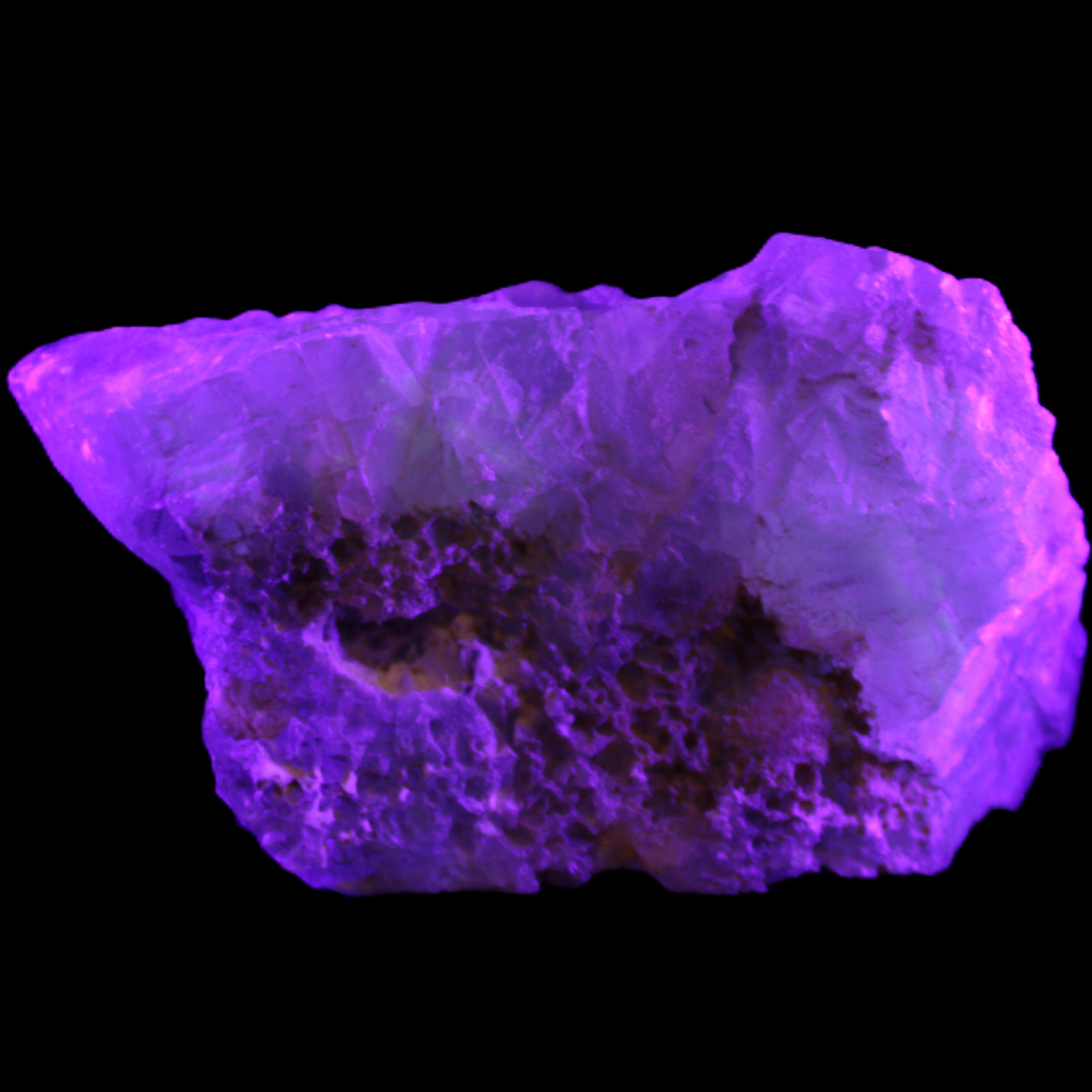 Big Clear Fluorite slab cluster 180*100*70mm 2166g in UV light - Rocks and Things Store