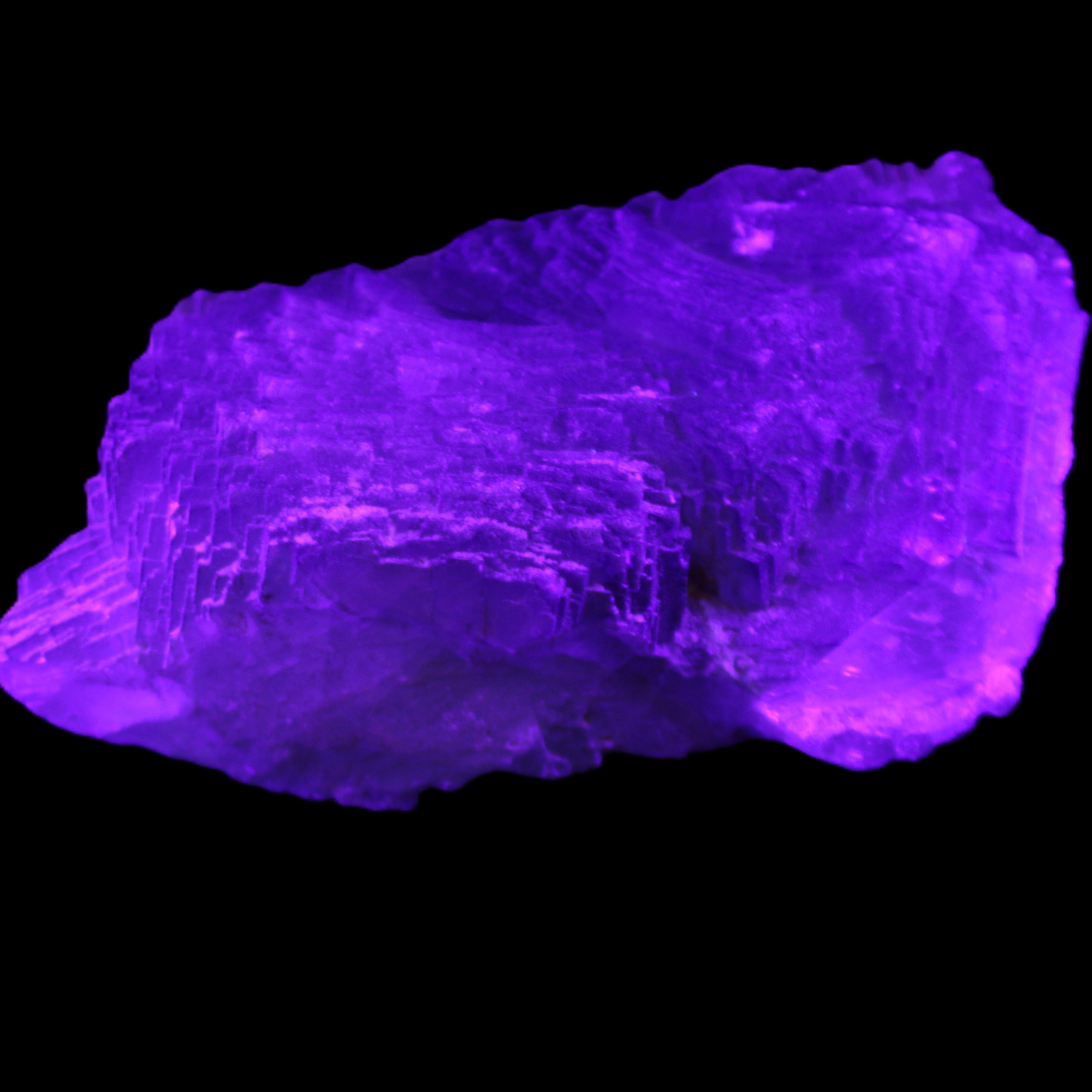 Big Clear Fluorite slab cluster 180*100*70mm 2166g in UV light - Rocks and Things Store