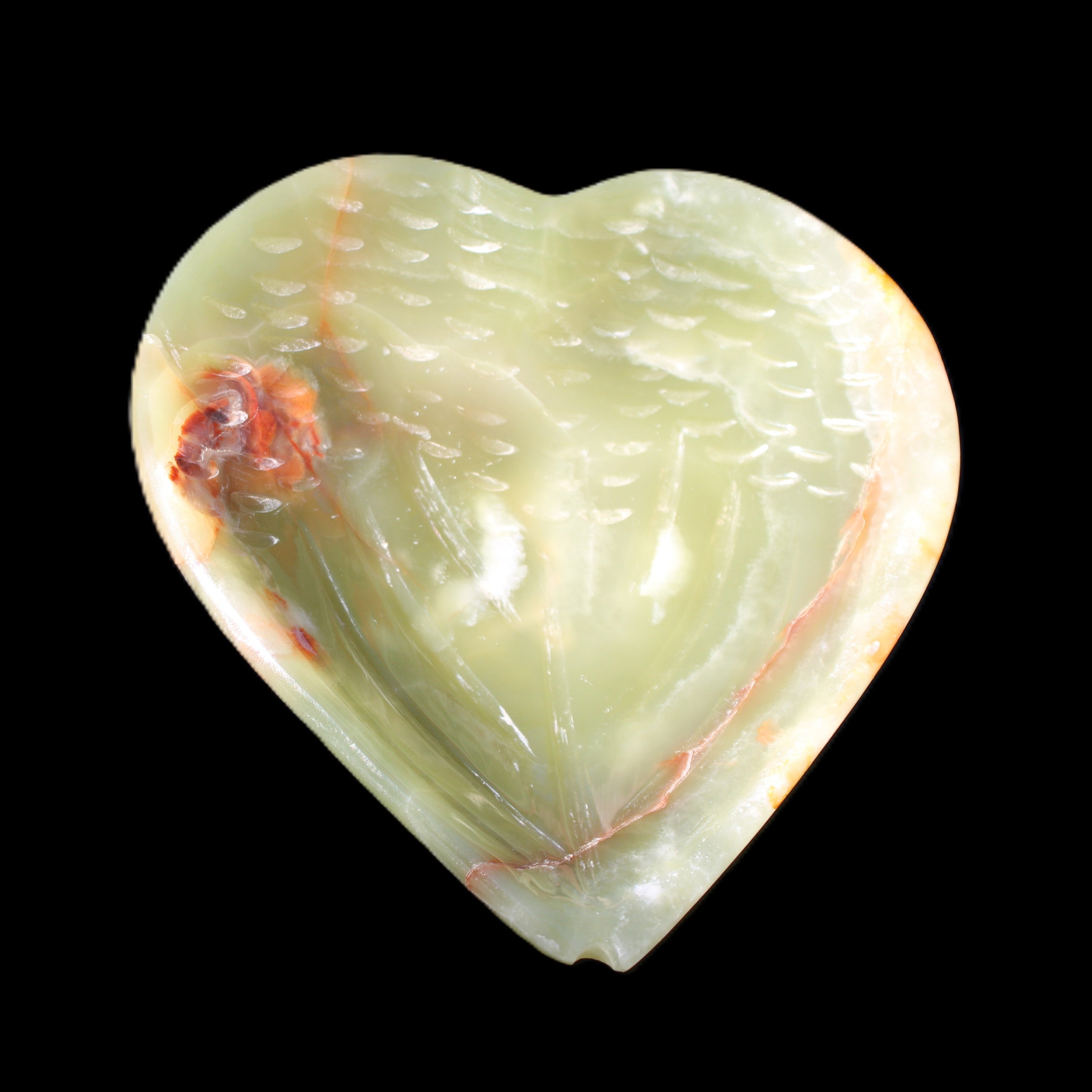 Afghan Jade hand-carved heart-shaped dish 106*110*30mm 267g in sunlight - Rocks and Things Store