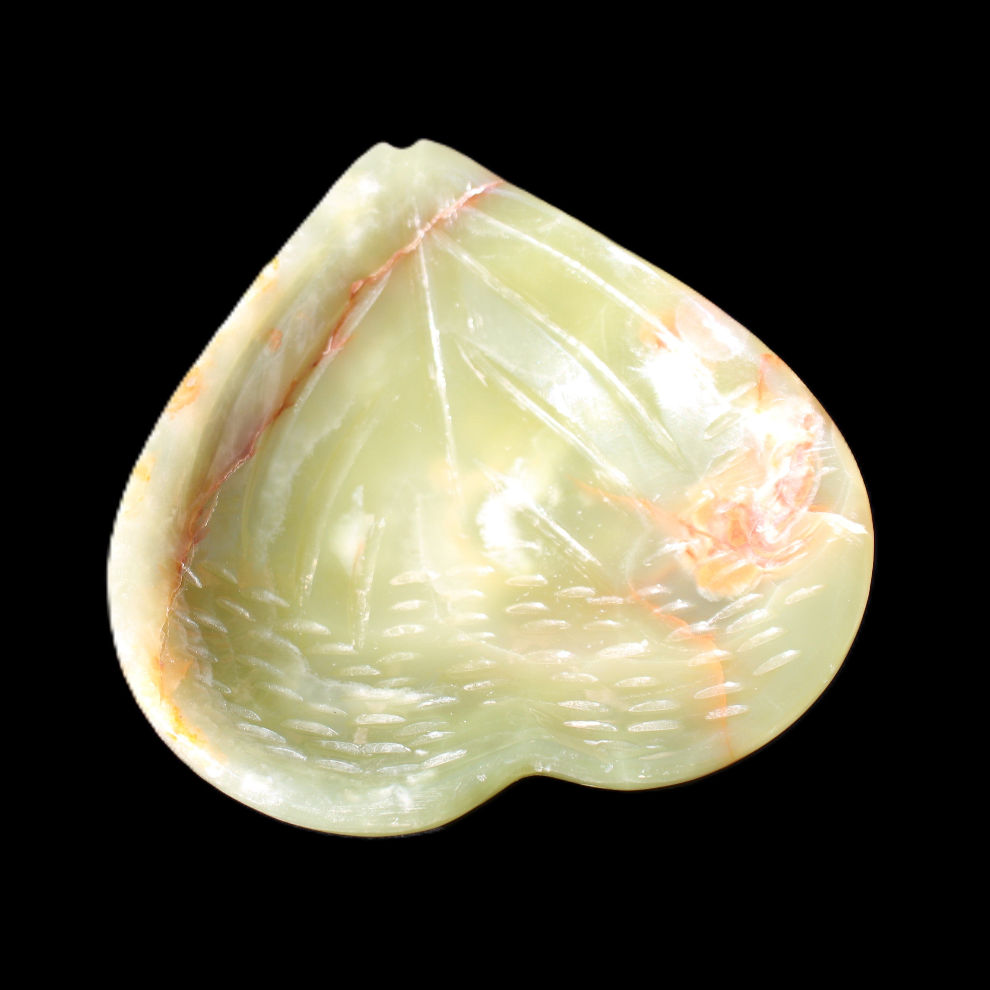 Afghan Jade hand-carved heart-shaped dish 106*110*30mm 267g in sunlight - Rocks and Things Store