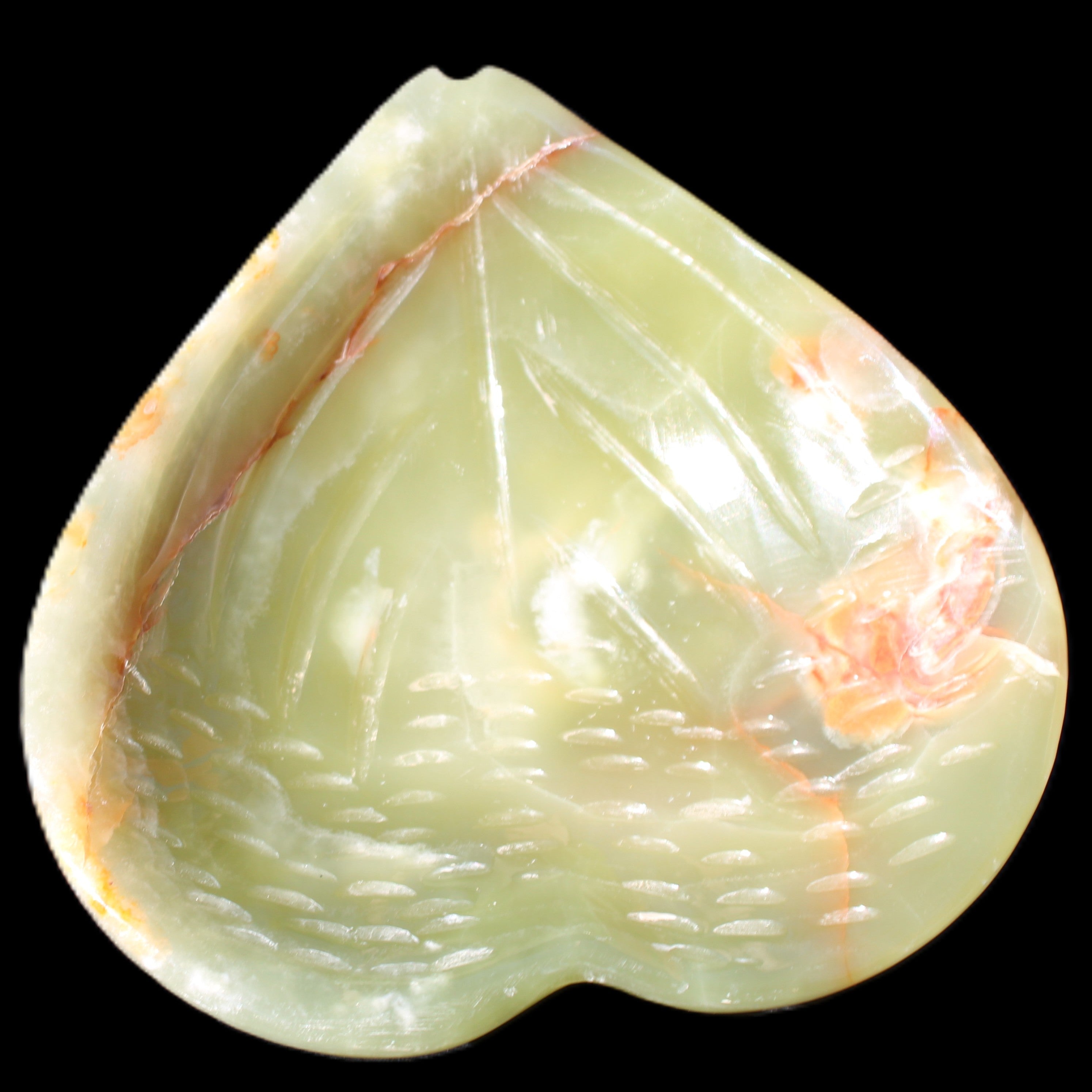 Afghan Jade hand-carved heart-shaped dish 106*110*30mm 267g in sunlight - Rocks and Things Store