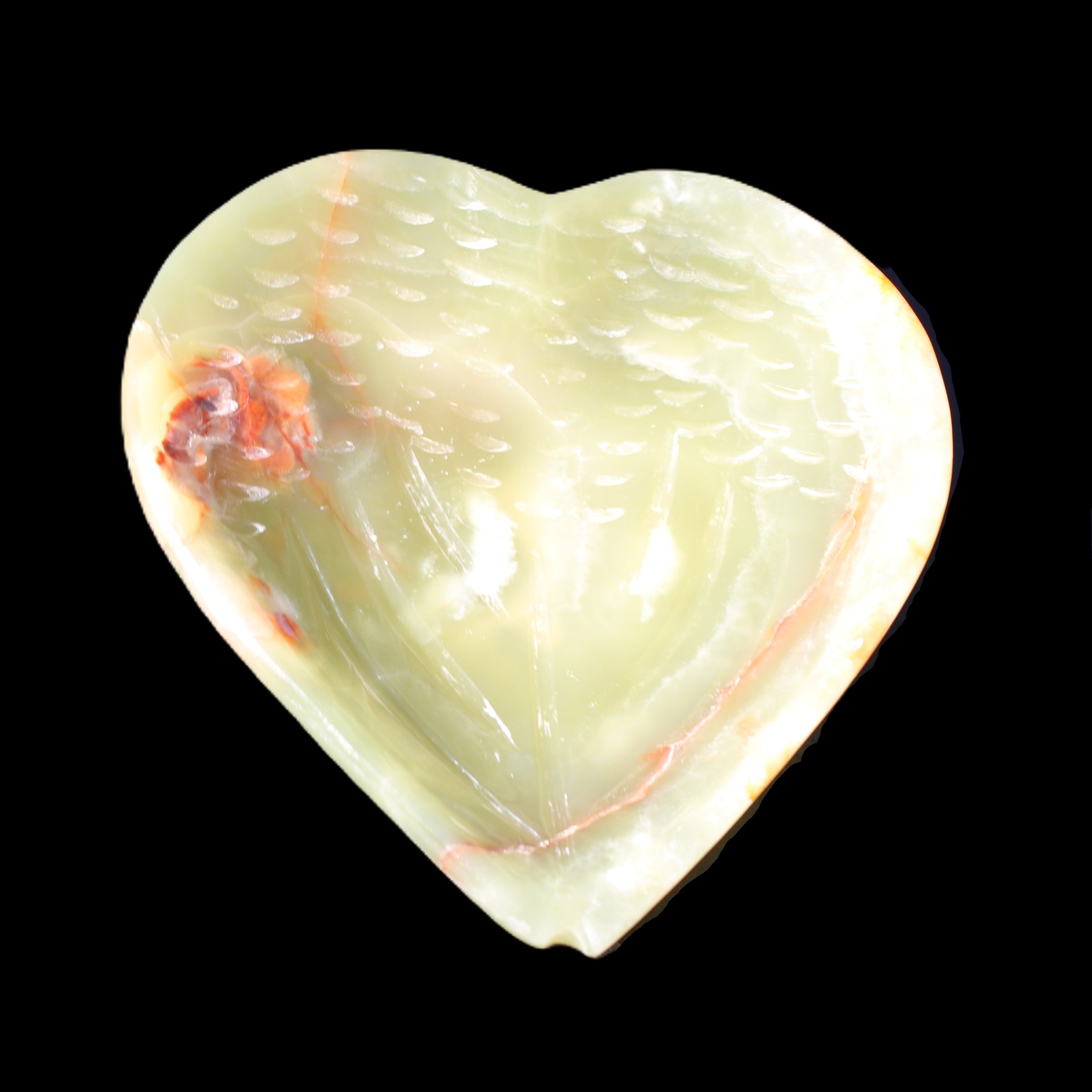 Afghan Jade hand-carved heart-shaped dish 106*110*30mm 267g in sunlight - Rocks and Things Store
