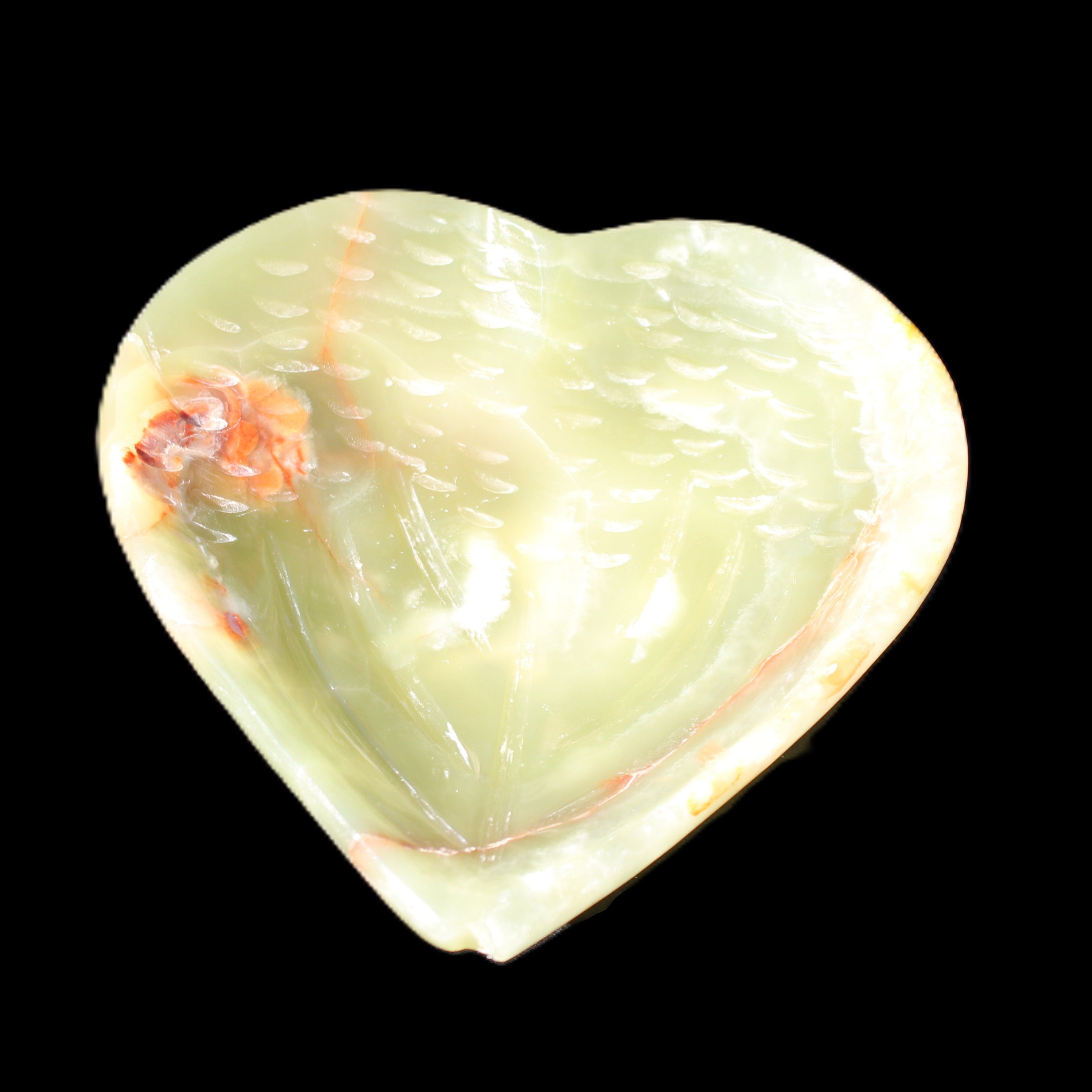 Afghan Jade hand-carved heart-shaped dish 106*110*30mm 267g in sunlight - Rocks and Things Store