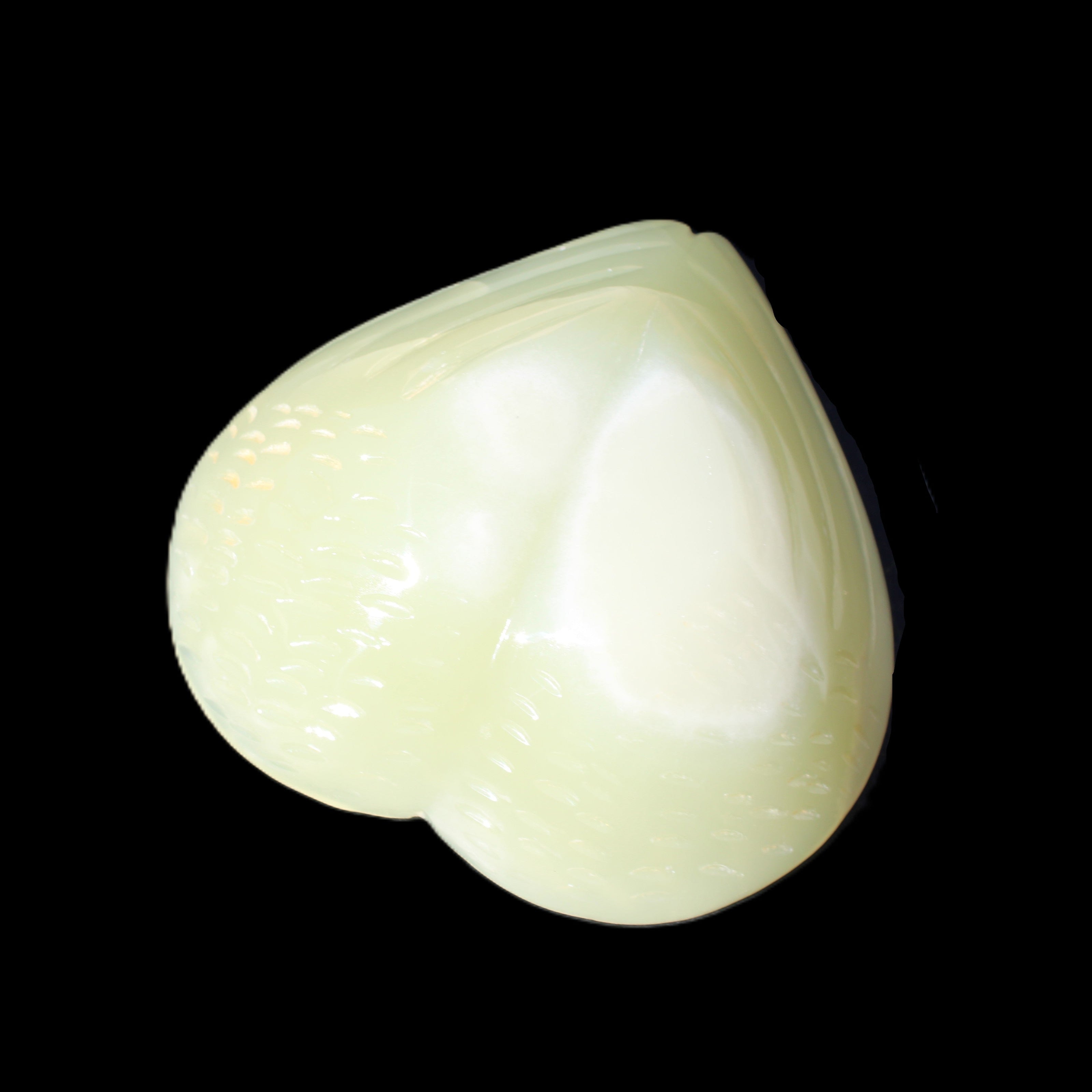 Afghan Jade hand-carved heart-shaped dish 110*114*30mm 283g in sunlight - Rocks and Things Store