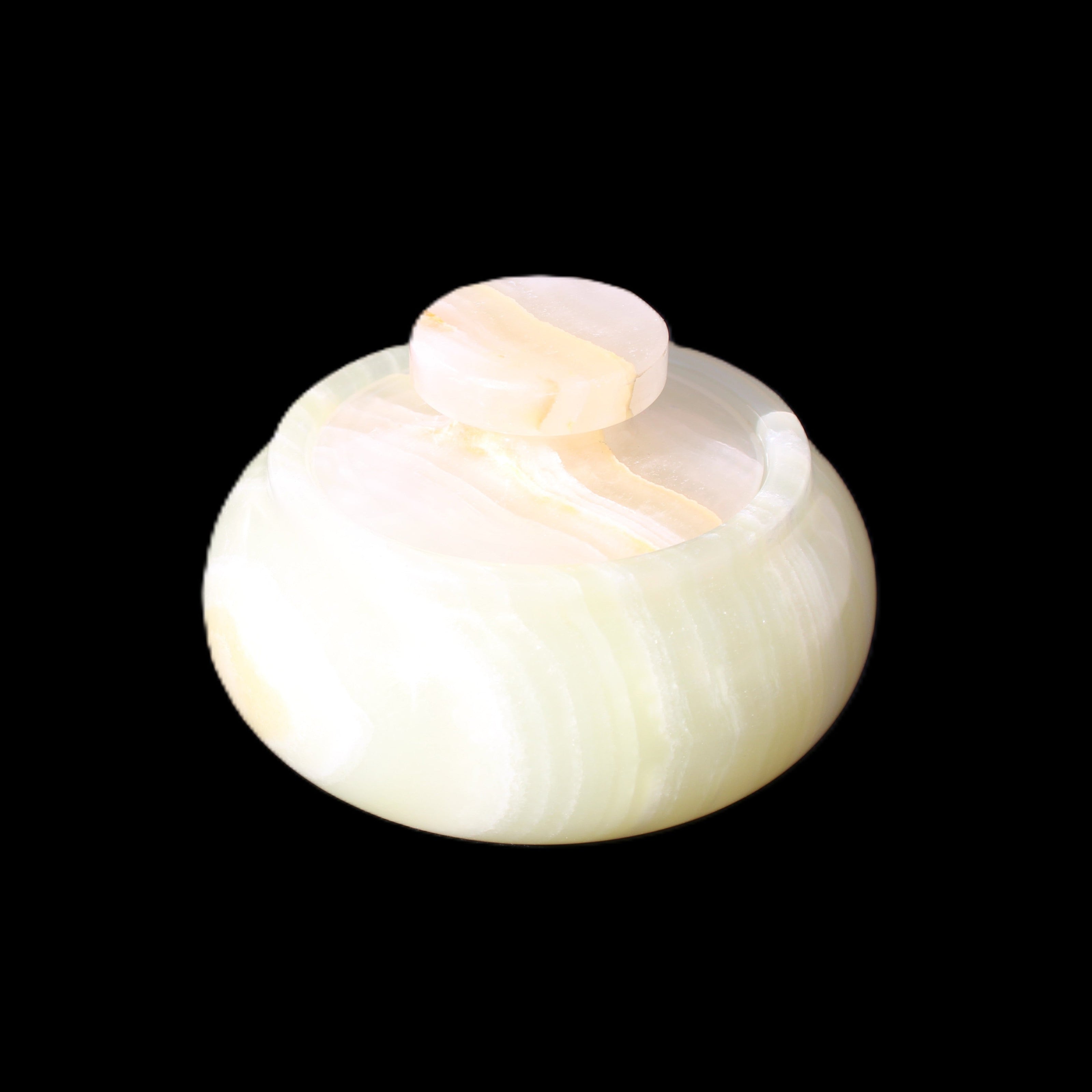 Afghan Jade onyx hand-carved spice jar 72*34mm 273g in sunlight - Rocks and Things Store