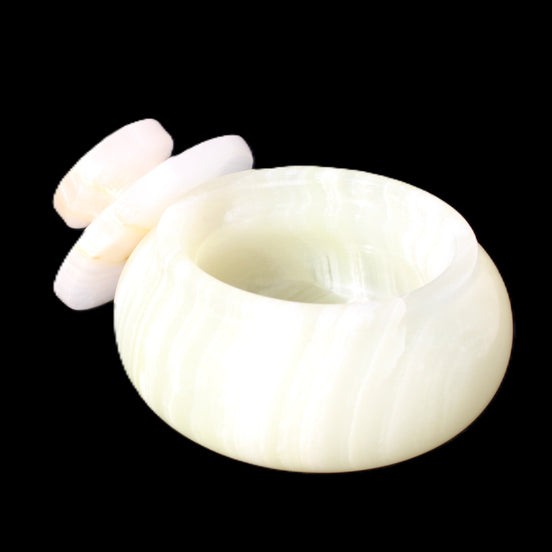 Afghan Jade onyx hand-carved spice jar 72*34mm 273g in sunlight - Rocks and Things Store