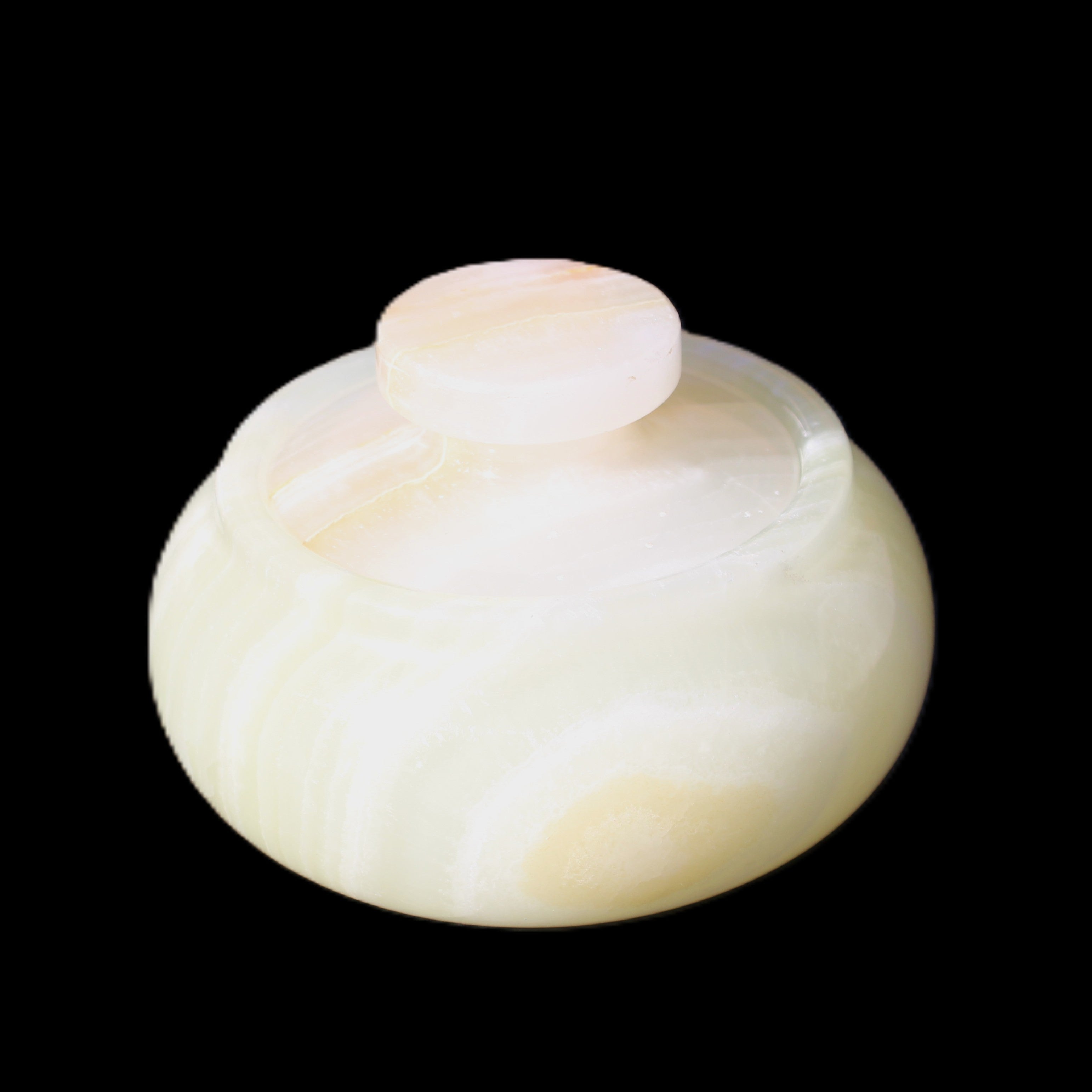 Afghan Jade onyx hand-carved spice jar 72*34mm 273g in sunlight - Rocks and Things Store