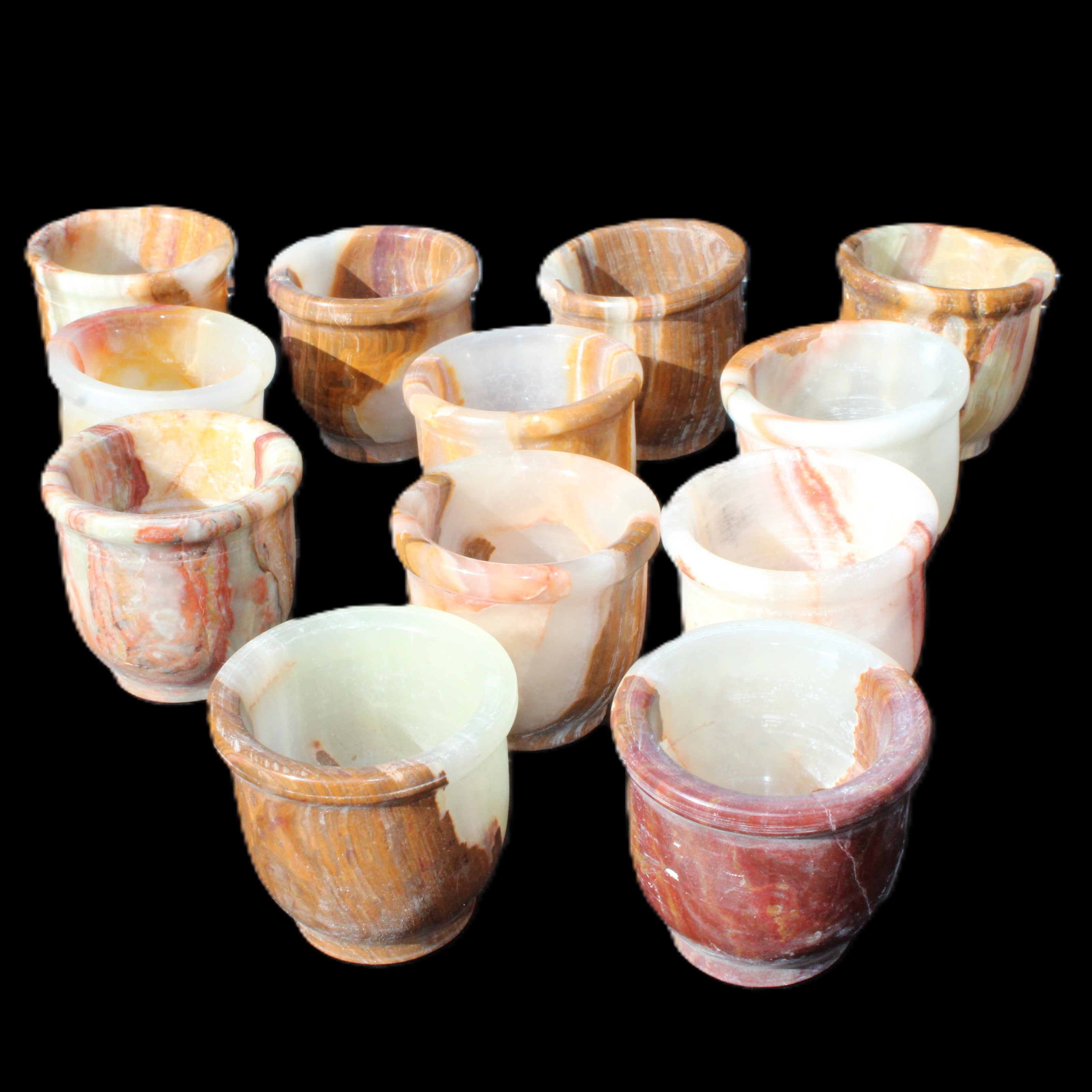 Afghan Jade hand-carved Tea Set with 12 cups in sunlight - Rocks and Things Store