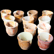 Afghan Jade hand-carved Tea Set with 12 cups in sunlight - Rocks and Things Store