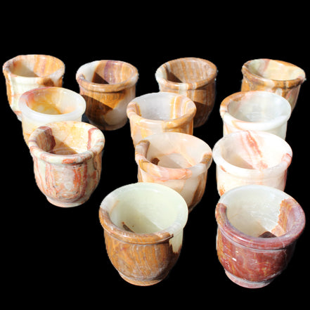 Afghan Jade hand-carved Tea Set with 12 cups in sunlight - Rocks and Things Store