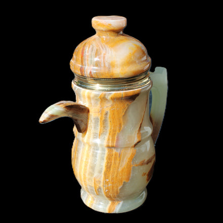 Afghan Jade hand-carved Tea Set with 12 cups in sunlight - Rocks and Things Store