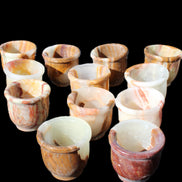 Afghan Jade hand-carved Tea Set with 12 cups in sunlight - Rocks and Things Store