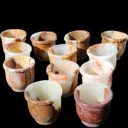 Afghan Jade hand-carved Tea Set with 12 cups in sunlight - Rocks and Things Store