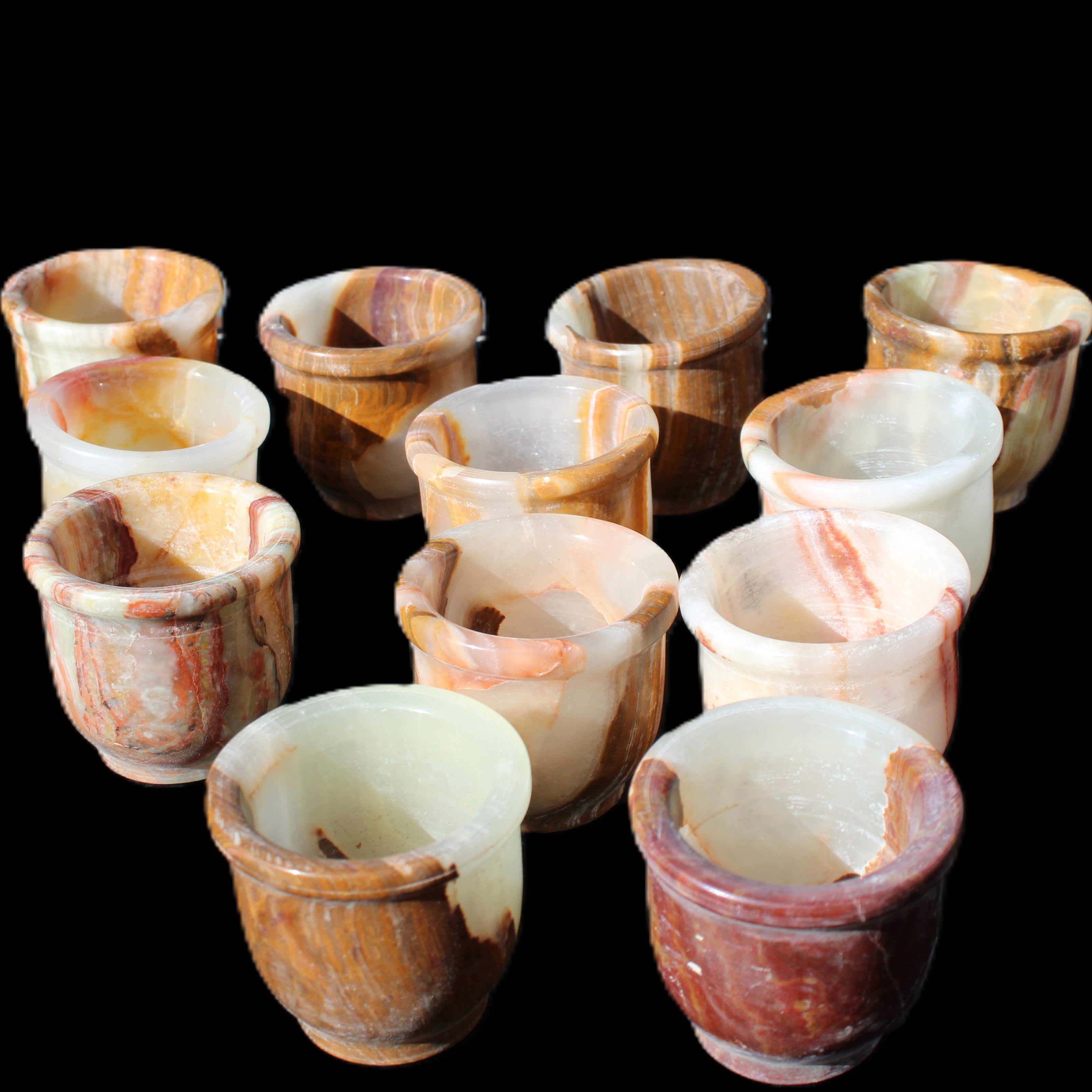 Afghan Jade hand-carved Tea Set with 12 cups in sunlight - Rocks and Things Store