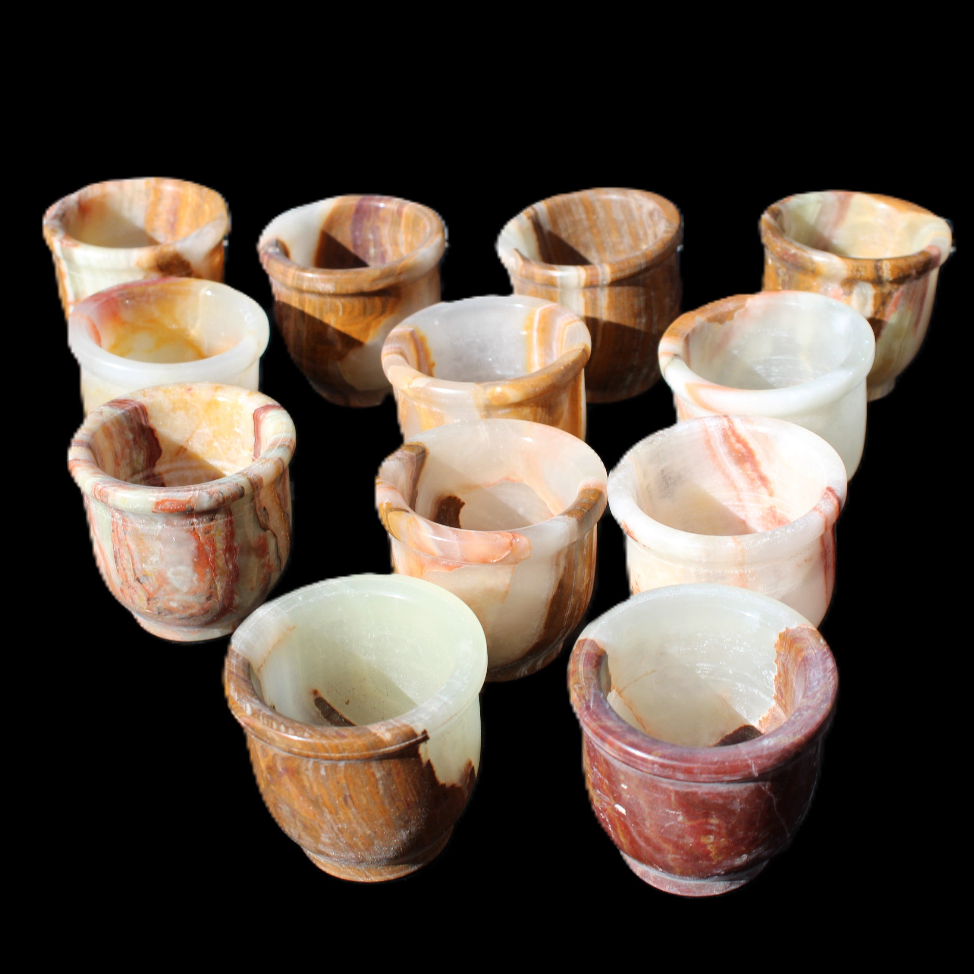 Afghan Jade hand-carved Tea Set with 12 cups in sunlight - Rocks and Things Store